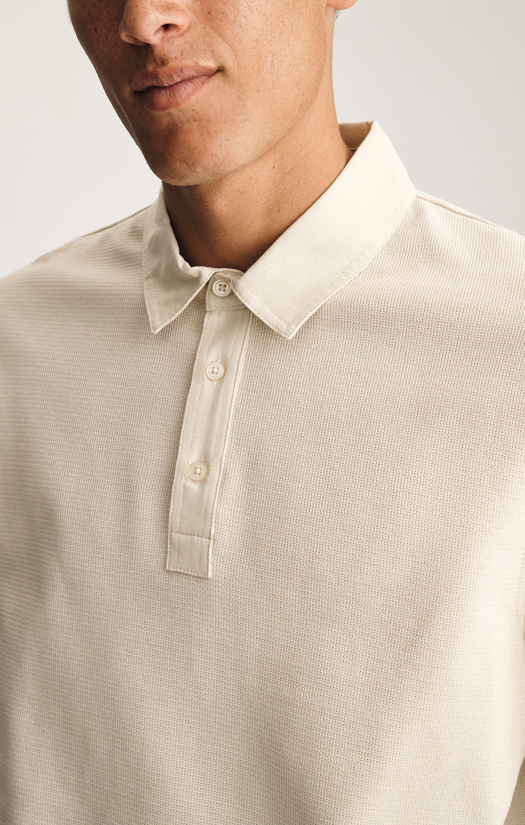 LONG SLEEVE POLO T-SHIRT IN PEYOTE