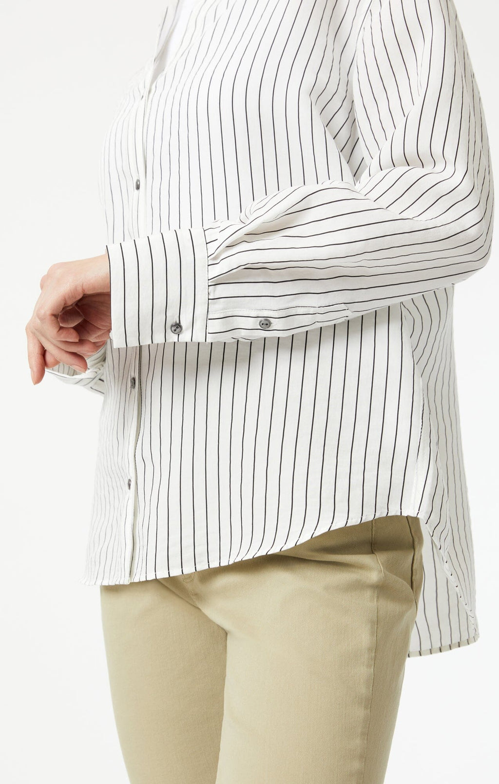 BUTTON-UP LONG SLEEVE SHIRT IN BLACK STRIPE - Mavi Jeans