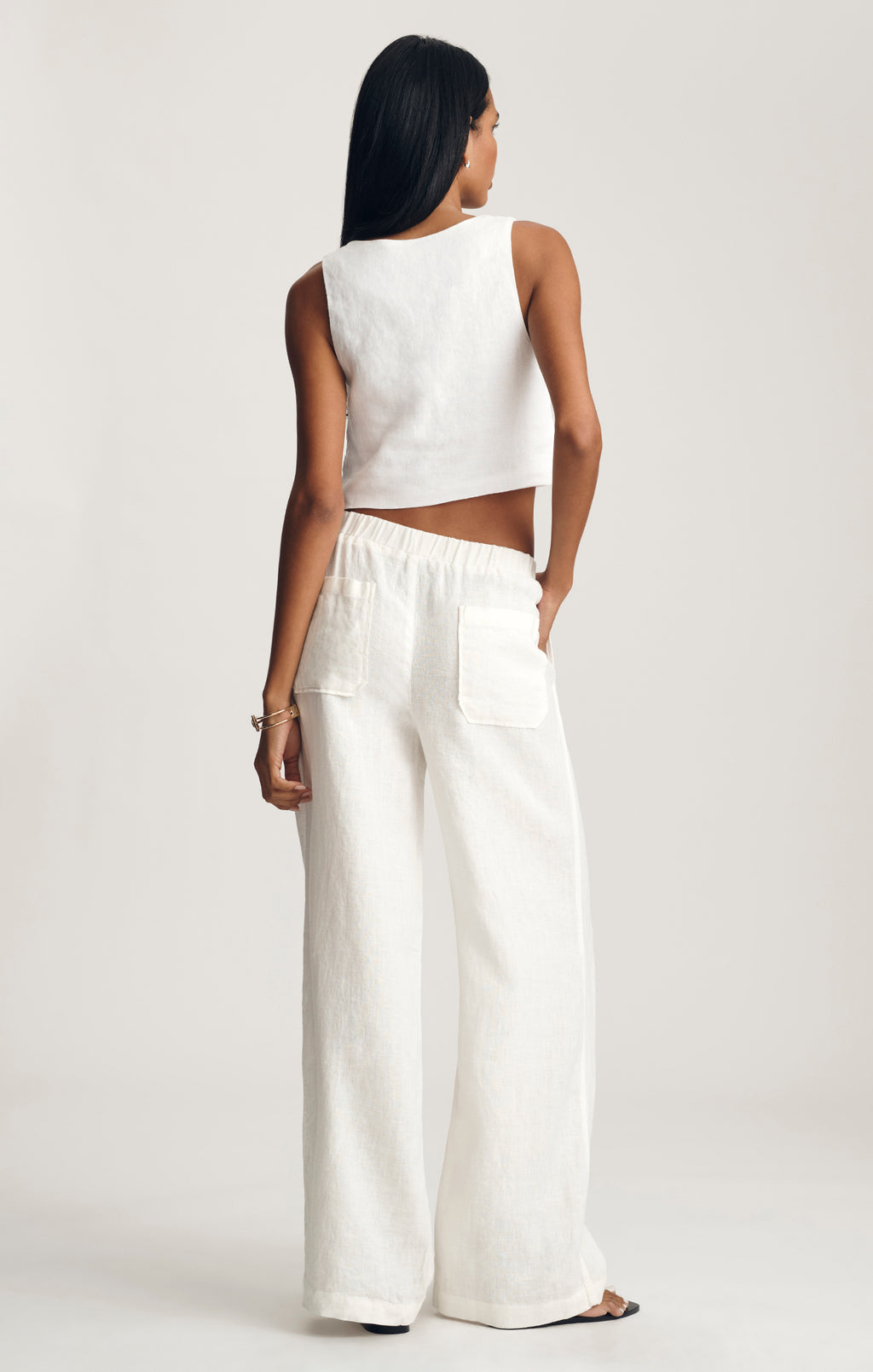 LINEN WIDE LEG PANTS IN ANTIQUE WHITE - Mavi Jeans