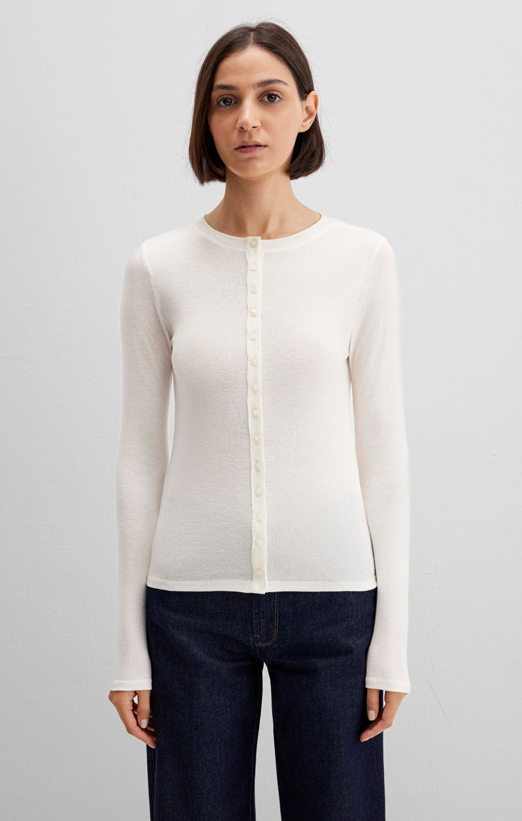 EDITION BUTTON-UP LONG SLEEVE T-SHIRT IN COCONUT MILK