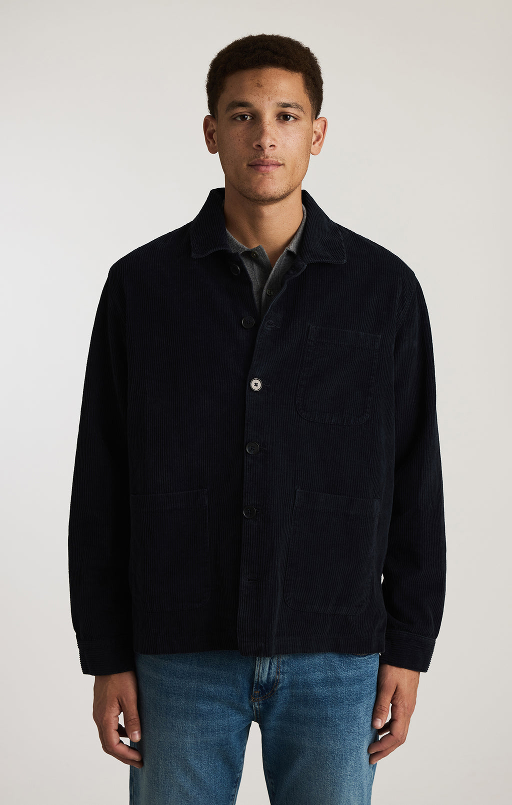 BUTTON-UP OVERSHIRT IN NAVY