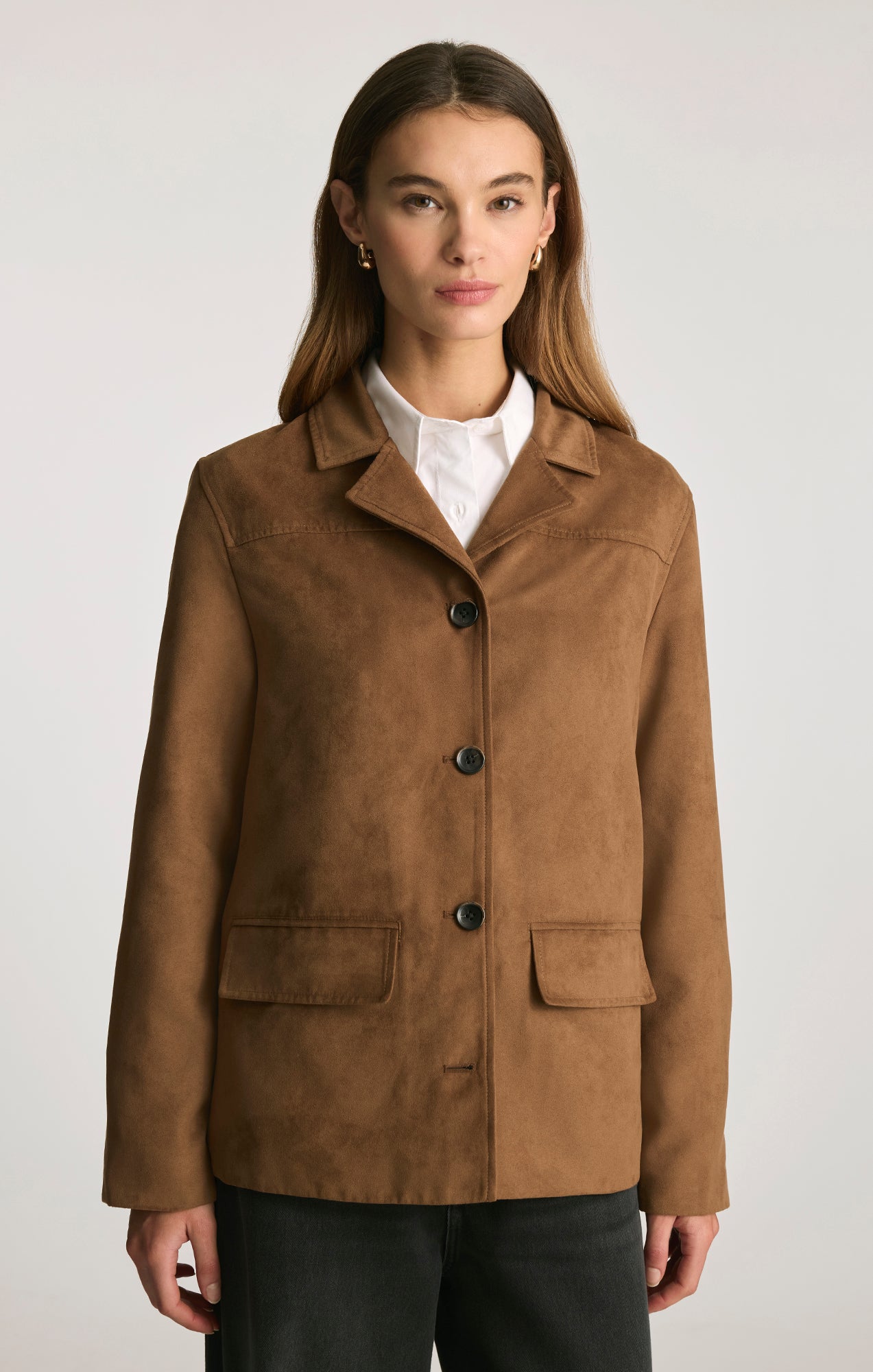 FAUX SUEDE CHORE JACKET IN BISON - Mavi Jeans