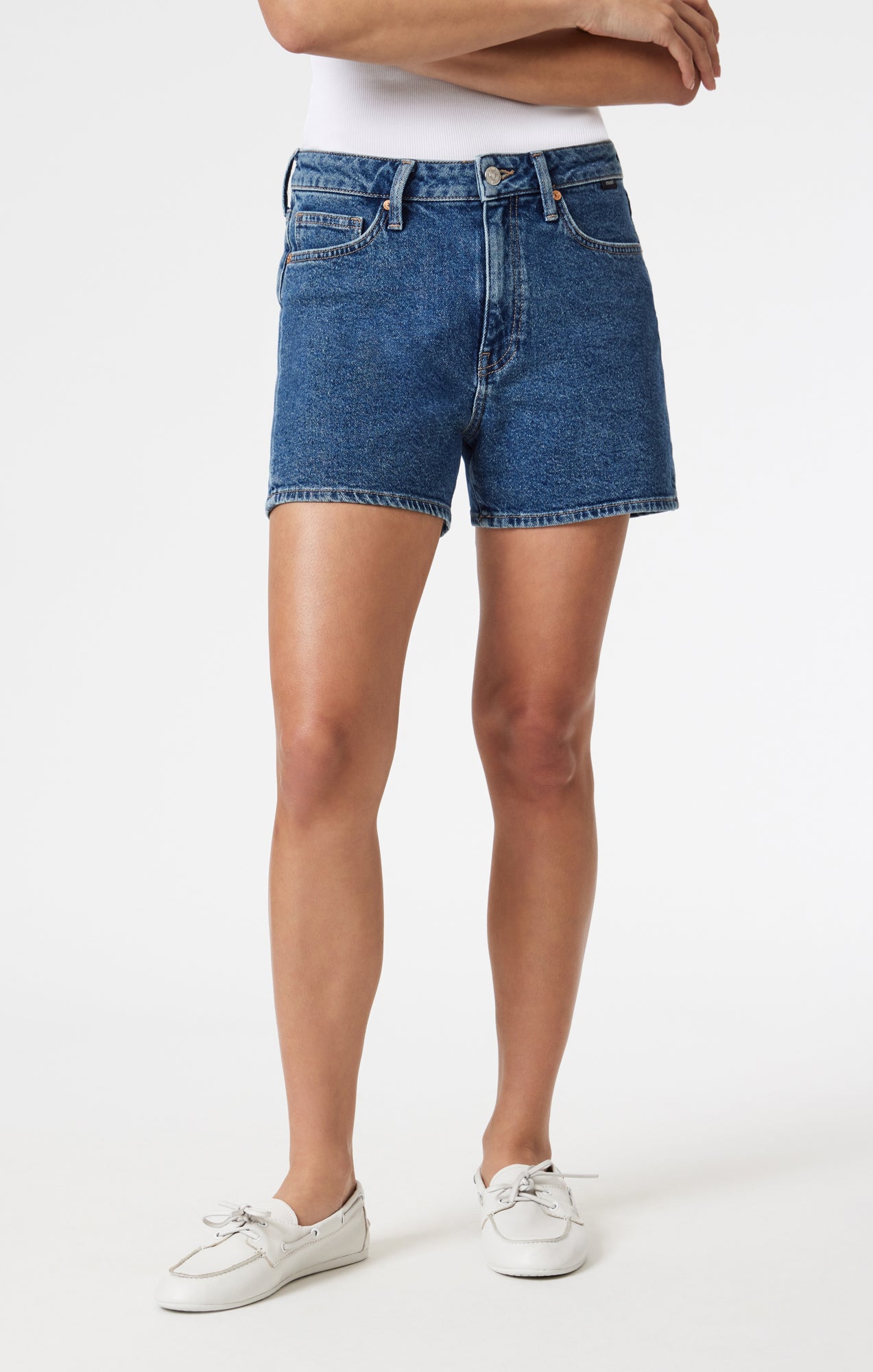 Mavi Women's Heidi Straight Leg Shorts In Dark Shaded 90's – Mavi