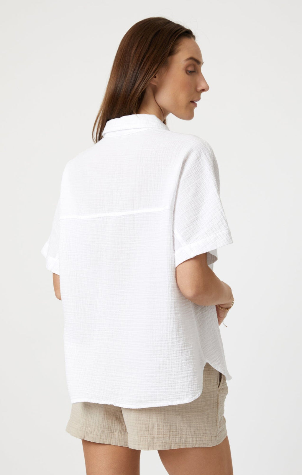 GAUZE SHORT SLEEVE SHIRT IN ANTIQUE WHITE - Mavi Jeans