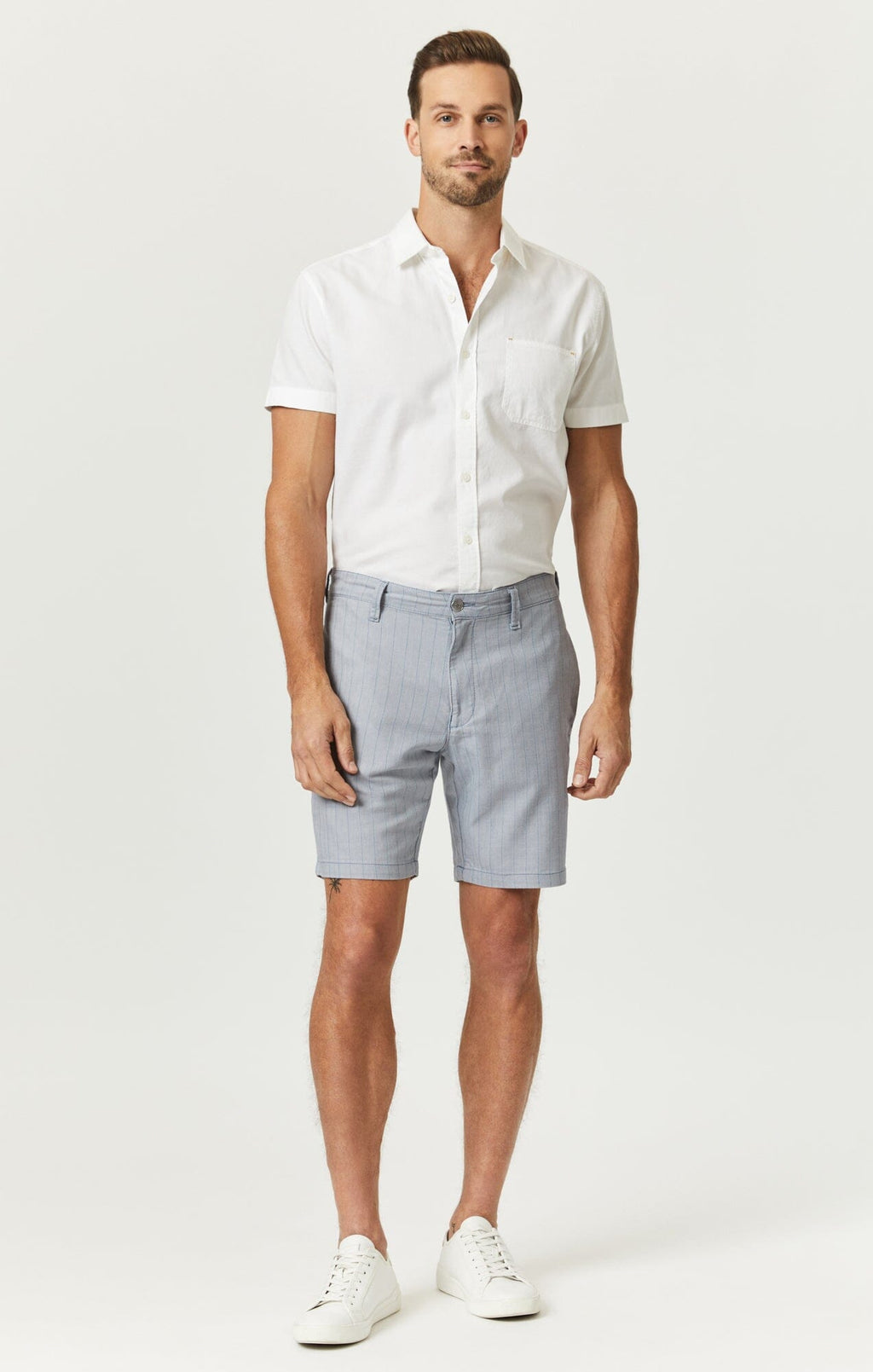 NOAH SHORTS IN BLUE STRIPE LINEN - Mavi Jeans