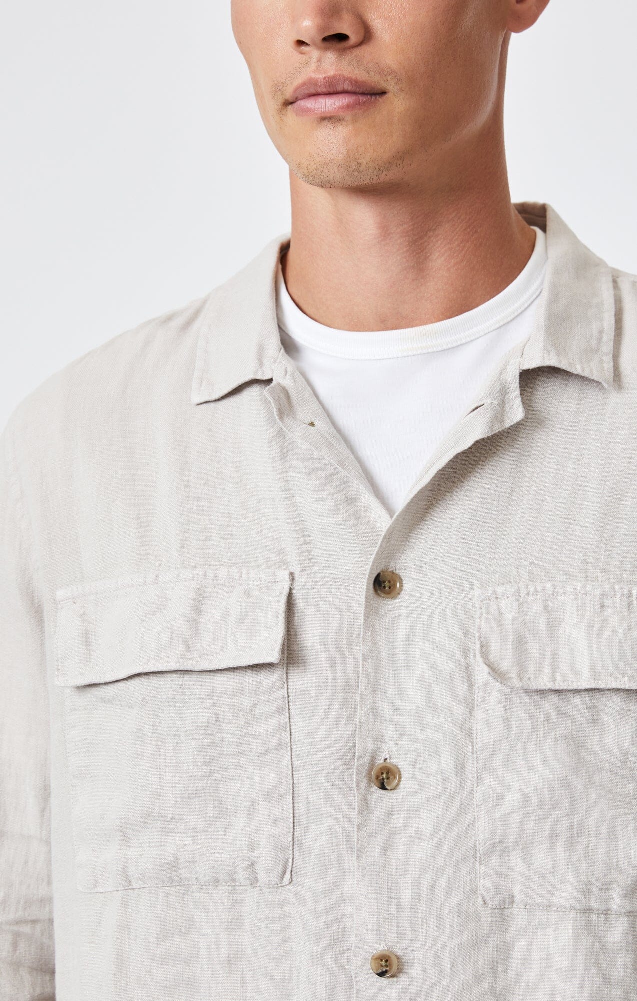DOUBLE POCKET LINEN BUTTON-UP SHIRT IN MOONSTRUCK - Mavi Jeans