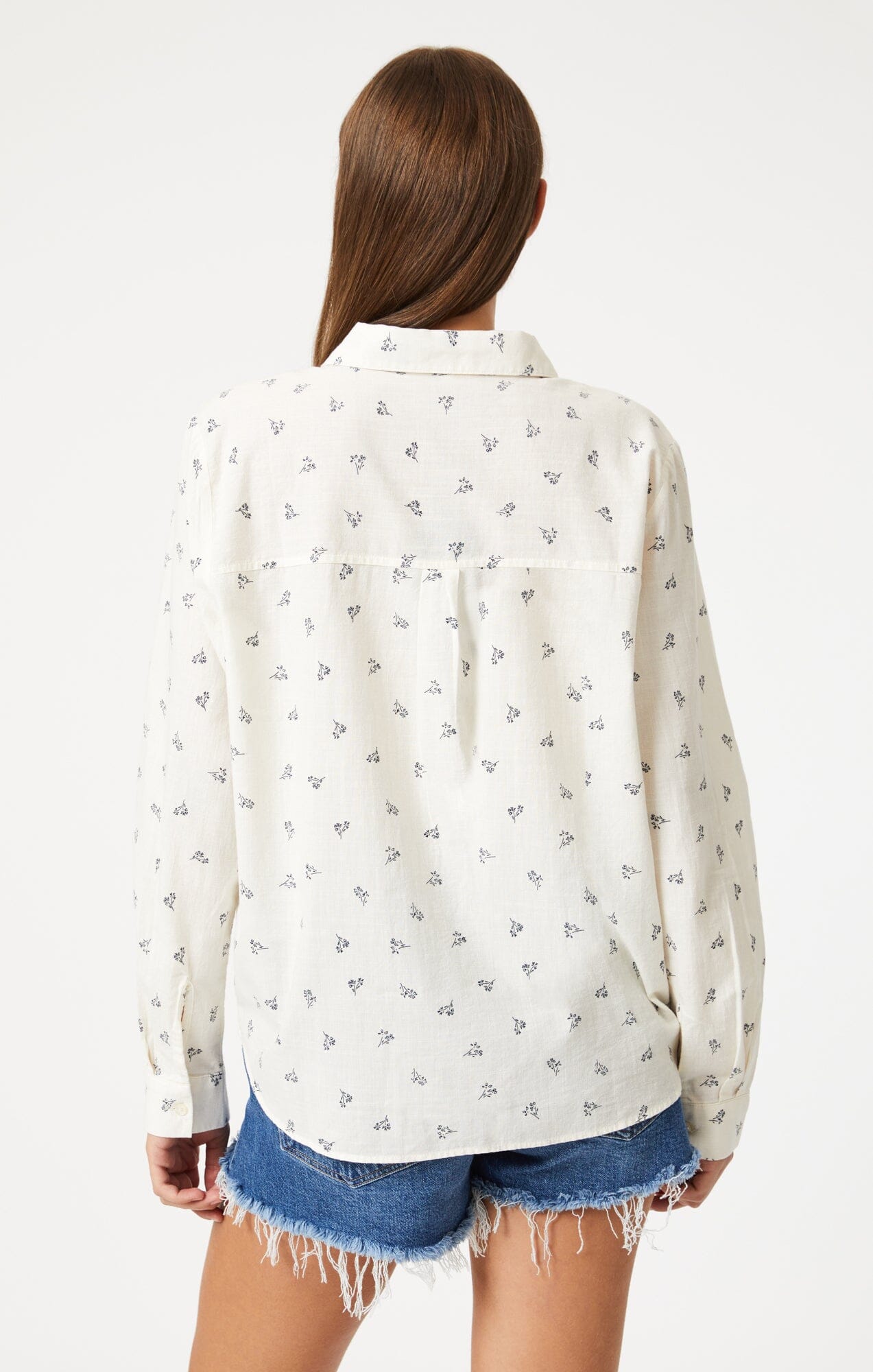 BUTTON-UP LONG SLEEVE SHIRT IN SIMPLE FLOWER PRINT - Mavi Jeans