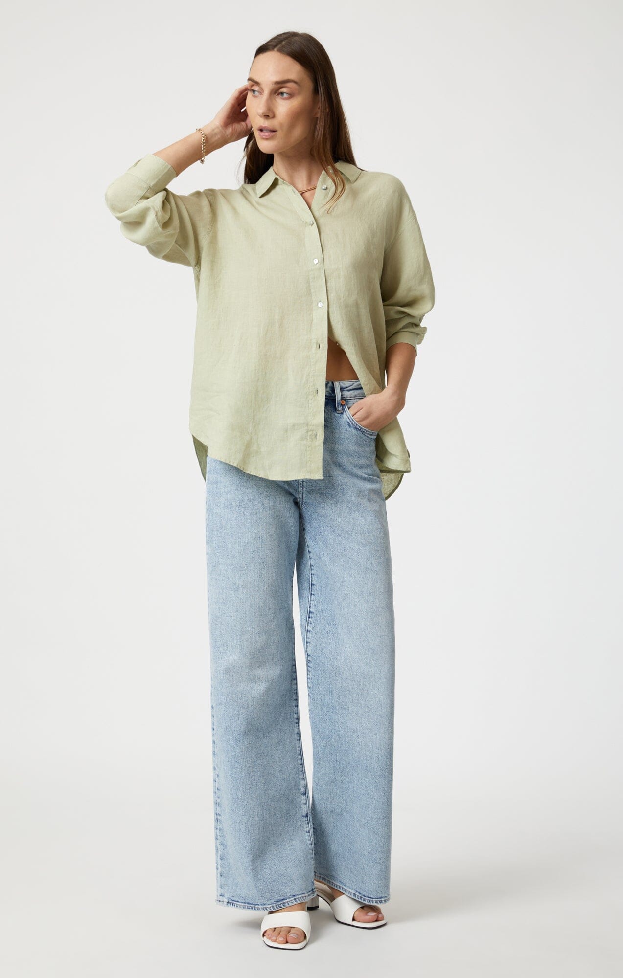 LINEN BUTTON-UP SHIRT IN LINT - Mavi Jeans