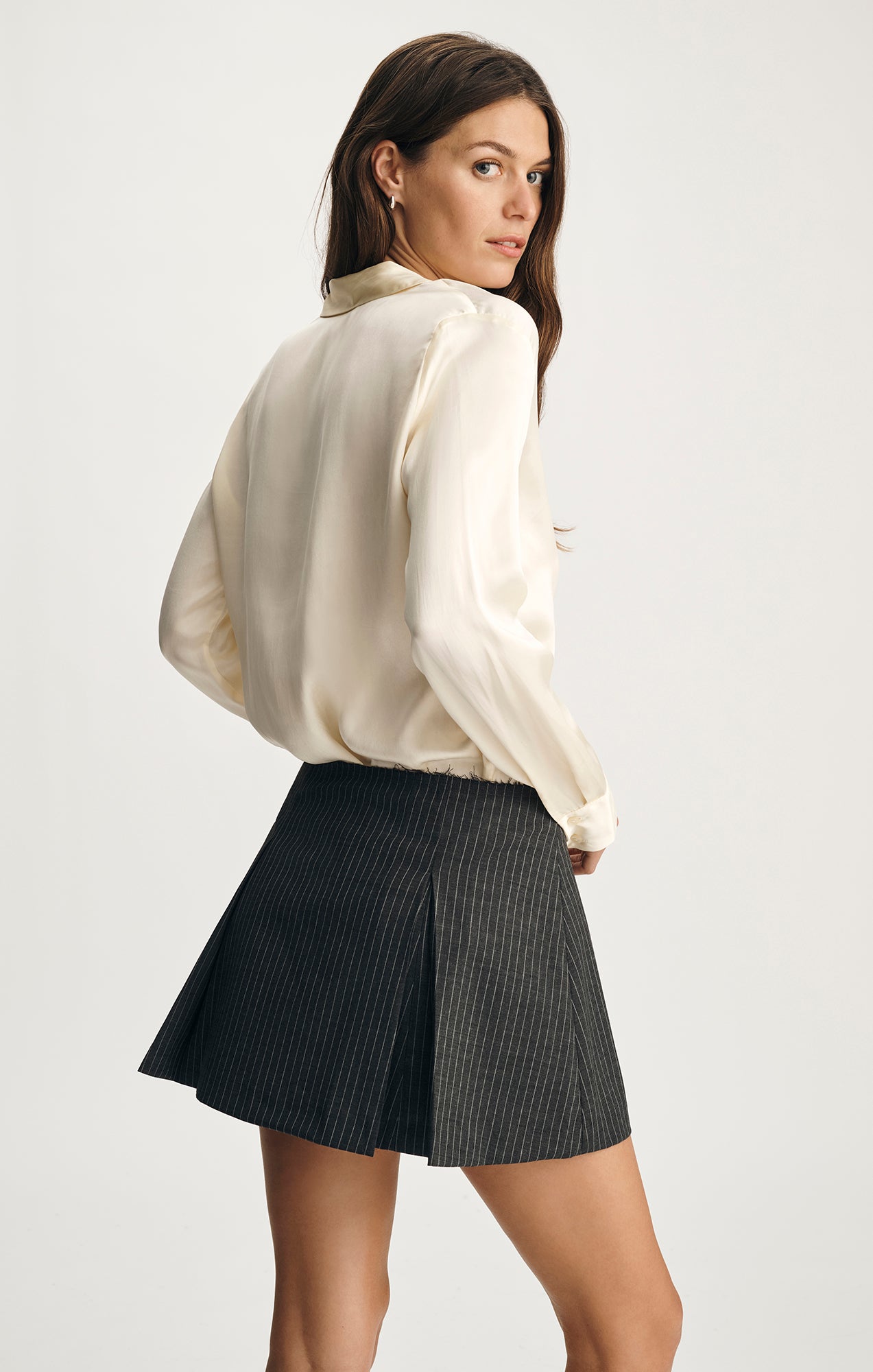 EDITION MINI SKIRT IN ANTRASIT PIN STRIPE