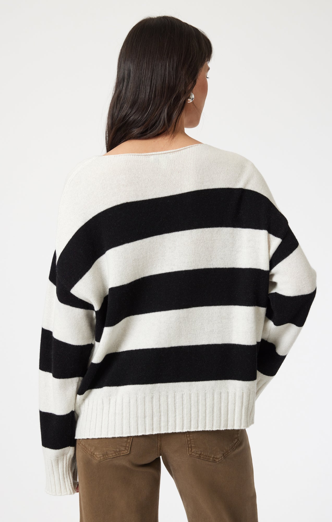 BOAT NECK SWEATER IN BLACK STRIPE - Mavi Jeans