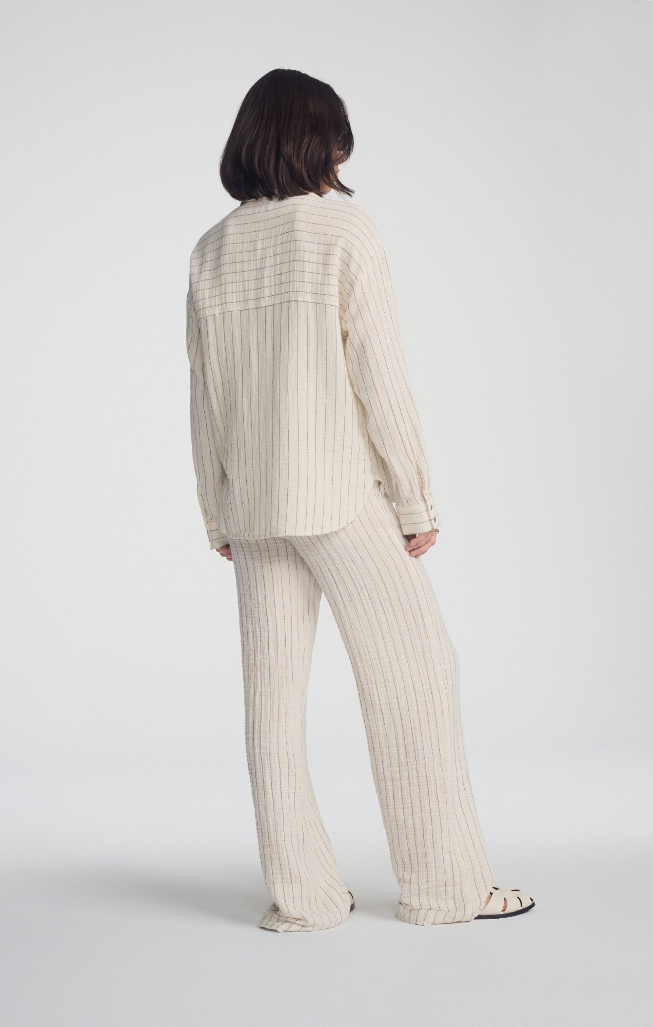 DOUBLE FACE LONG SLEEVE SHIRT IN GREY STRIPE - Mavi Jeans