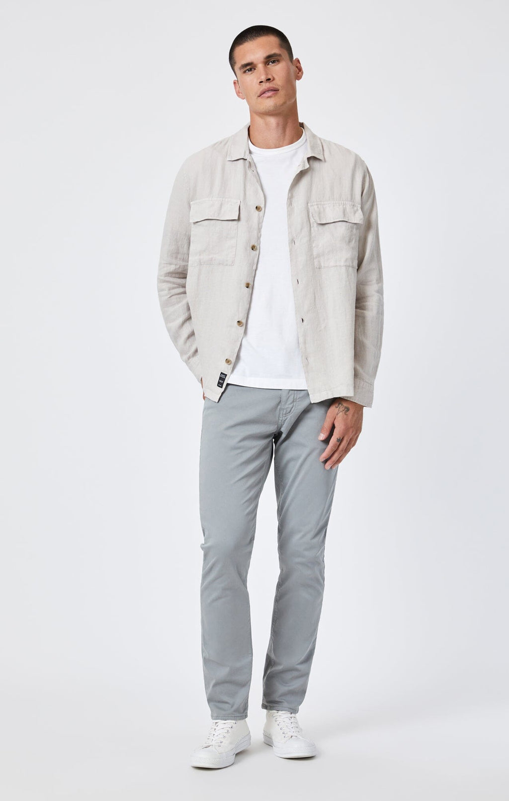 DOUBLE POCKET LINEN BUTTON-UP SHIRT IN MOONSTRUCK - Mavi Jeans
