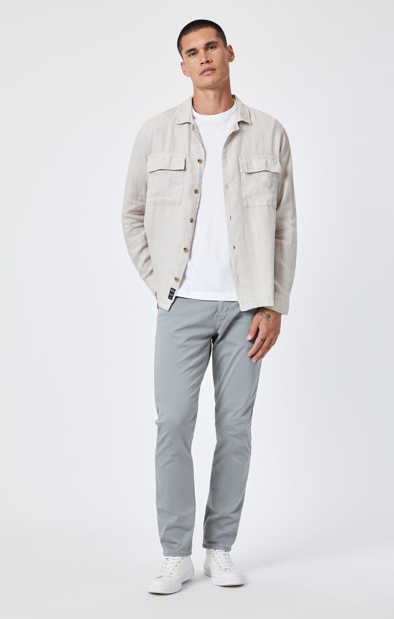 DOUBLE POCKET LINEN BUTTON-UP SHIRT IN MOONSTRUCK - Mavi Jeans