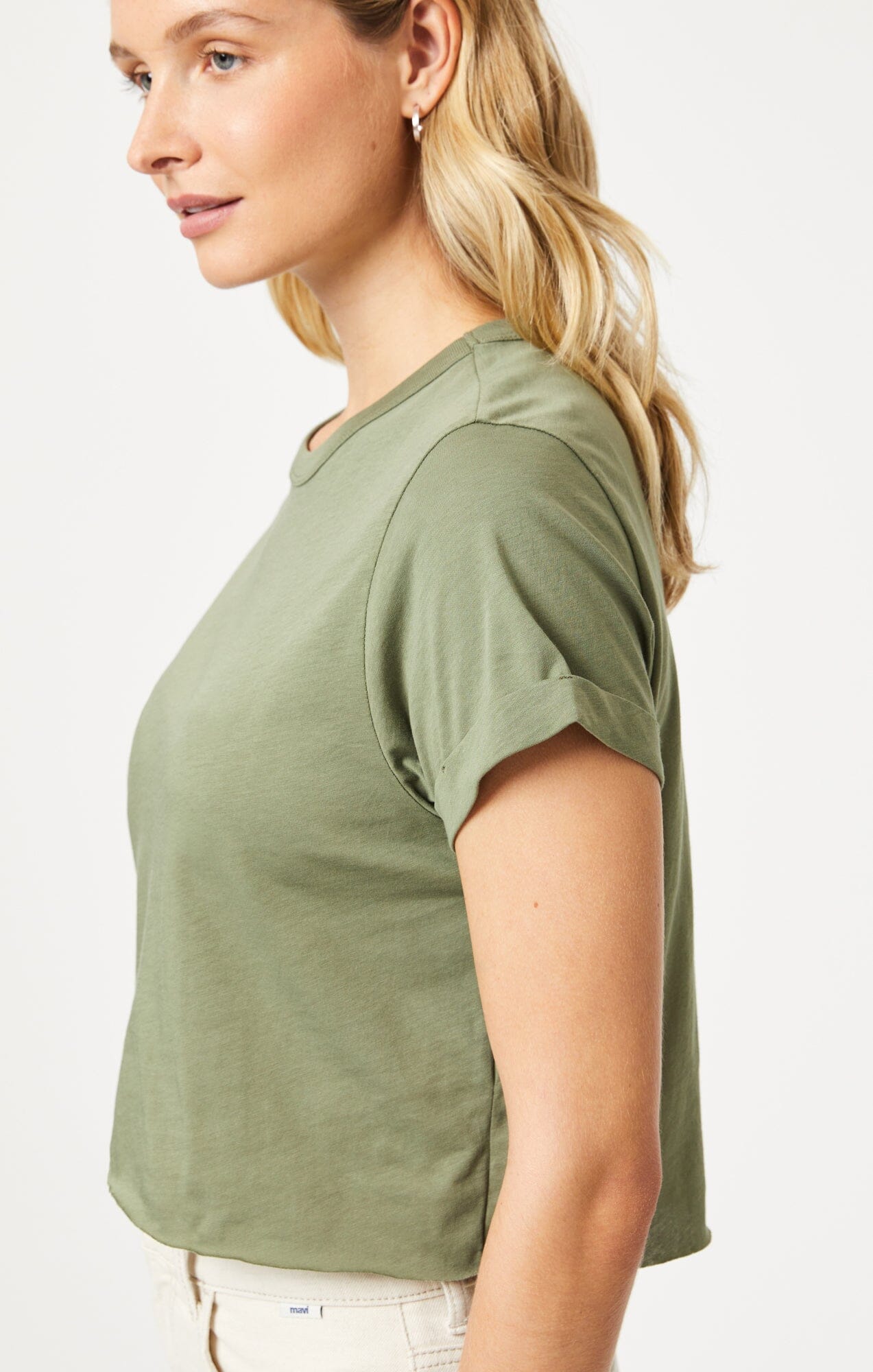 Mavi Women's Cropped T-Shirt In Deep Lichen Green