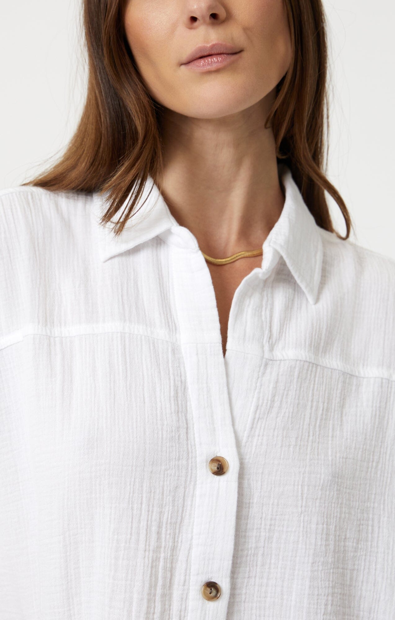 GAUZE SHORT SLEEVE SHIRT IN ANTIQUE WHITE - Mavi Jeans