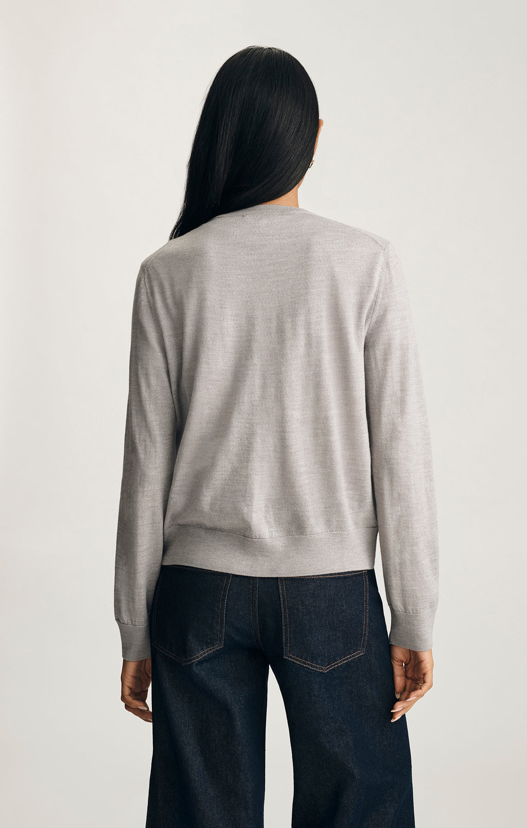 EDITION WOOL CARDIGAN IN LIGHT GREY MELANGE