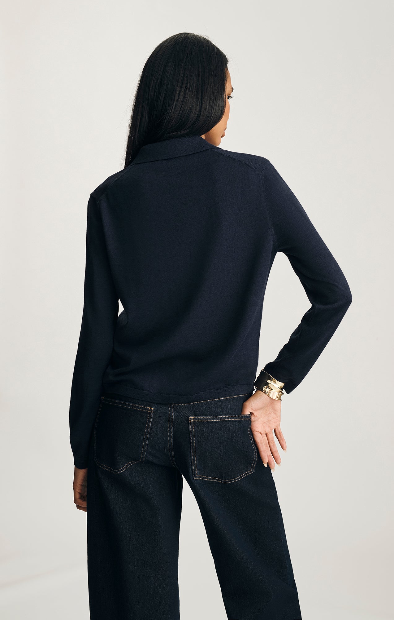 EDITION WOOL POLO SWEATER IN NAVY BLAZER