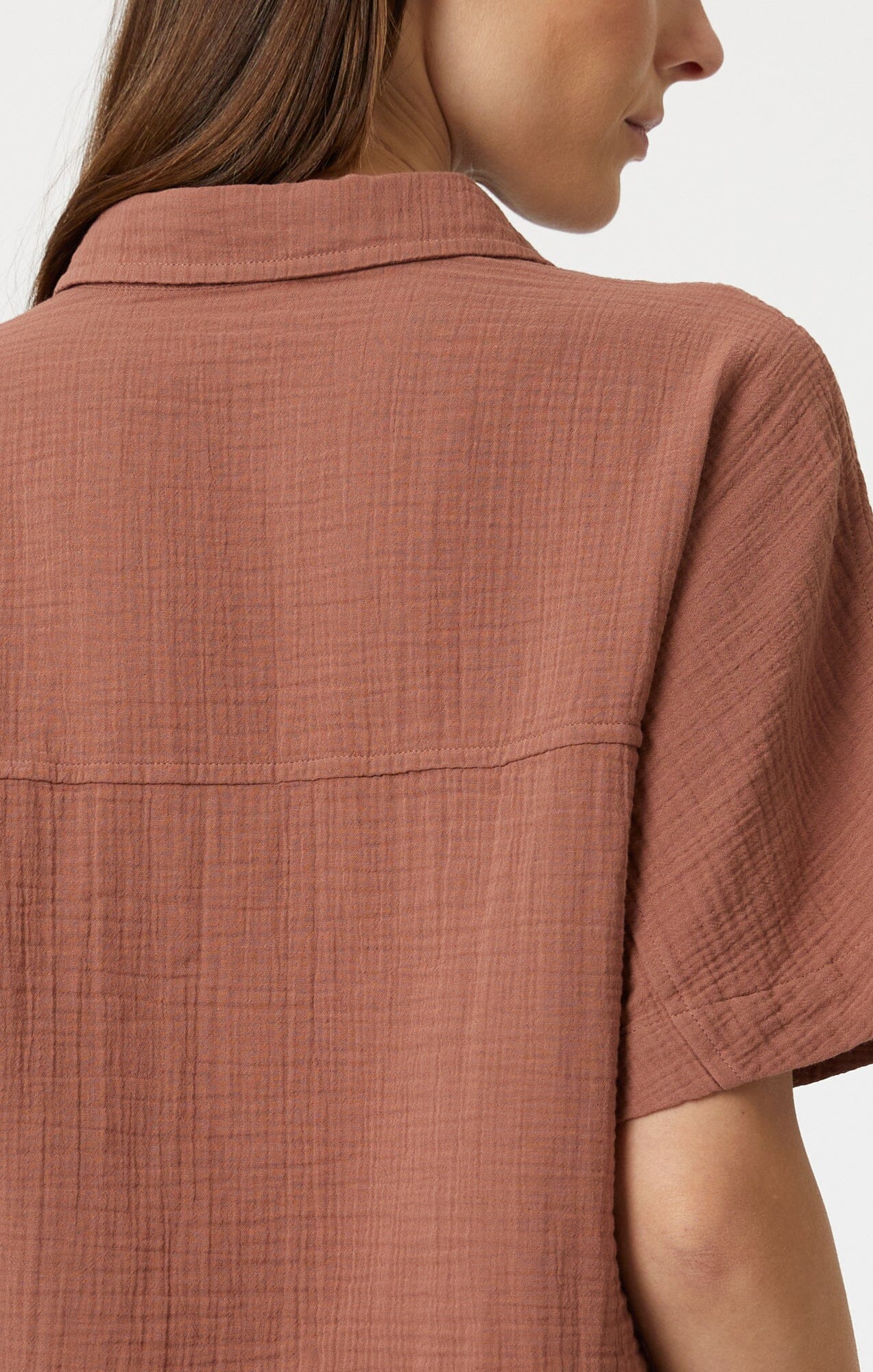 GAUZE SHORT SLEEVE SHIRT IN BROWNIE - Mavi Jeans
