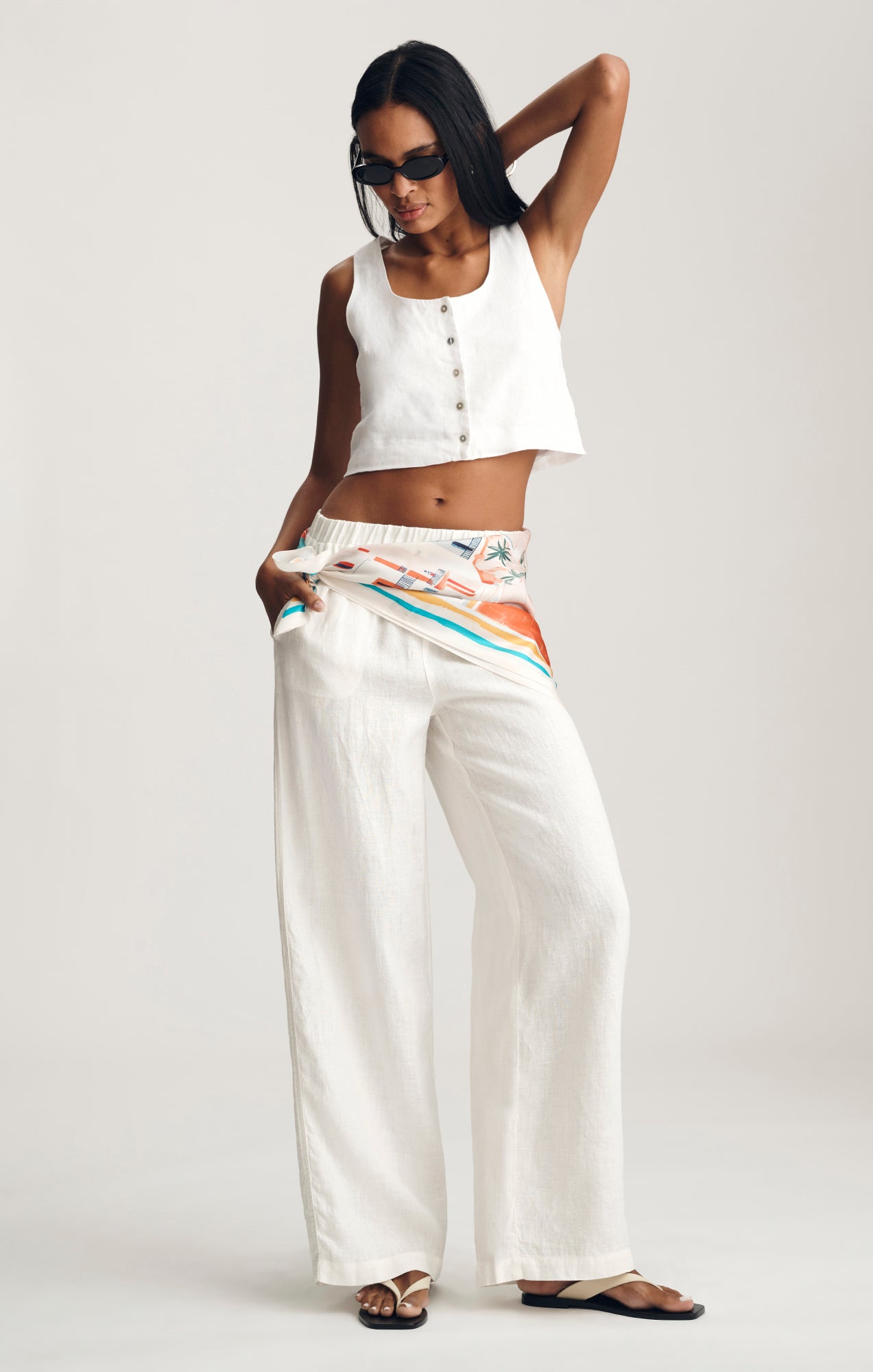 CROPPED BUTTON-UP TANK TOP IN WHITE - Mavi Jeans