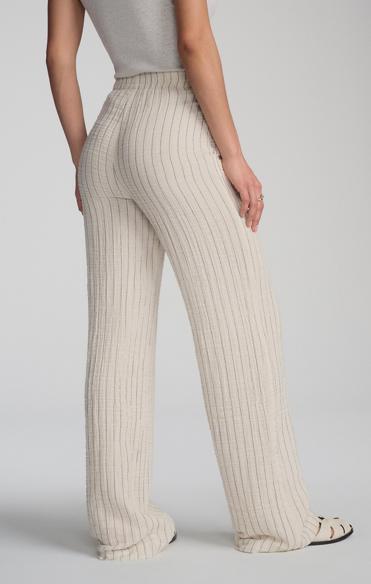 GAUZE PANTS IN GREY STRIPE - Mavi Jeans