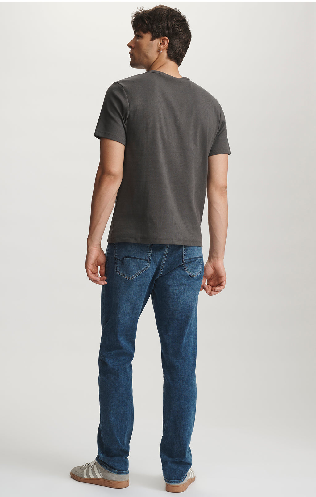 RIBBED SHORT SLEEVE CREW NECK T-SHIRT IN RAVEN