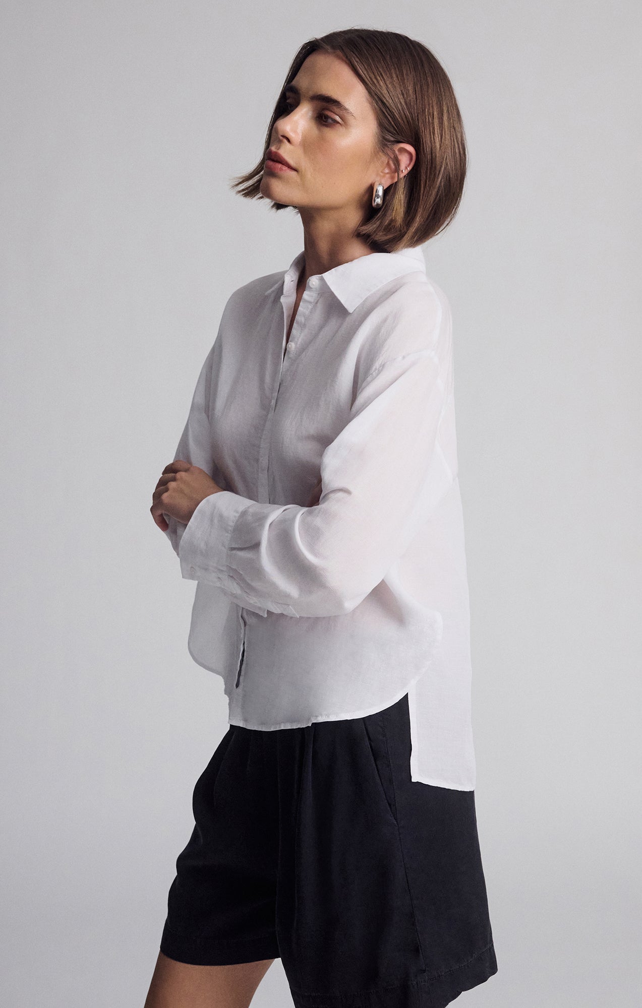 LONG SLEEVE TENCEL™ SHIRT IN WHITE - Mavi Jeans