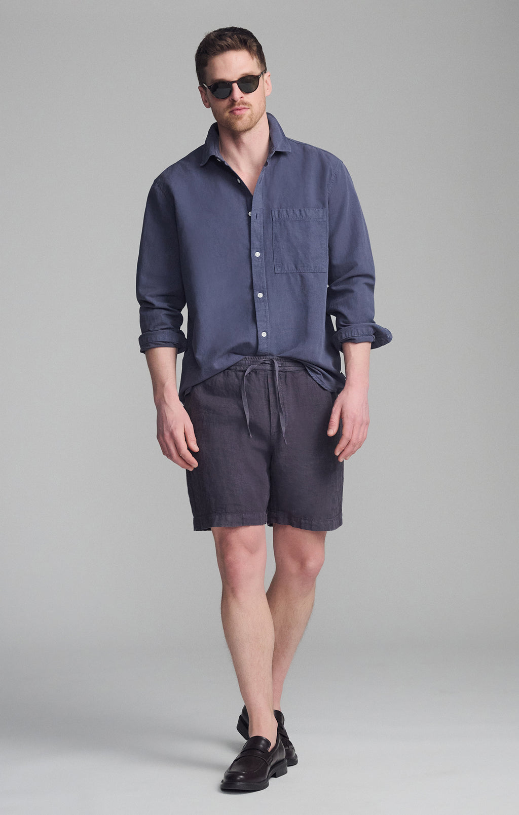 ONE POCKET LONG SLEEVE BUTTON-UP SHIRT IN OUTER SPACE - Mavi Jeans