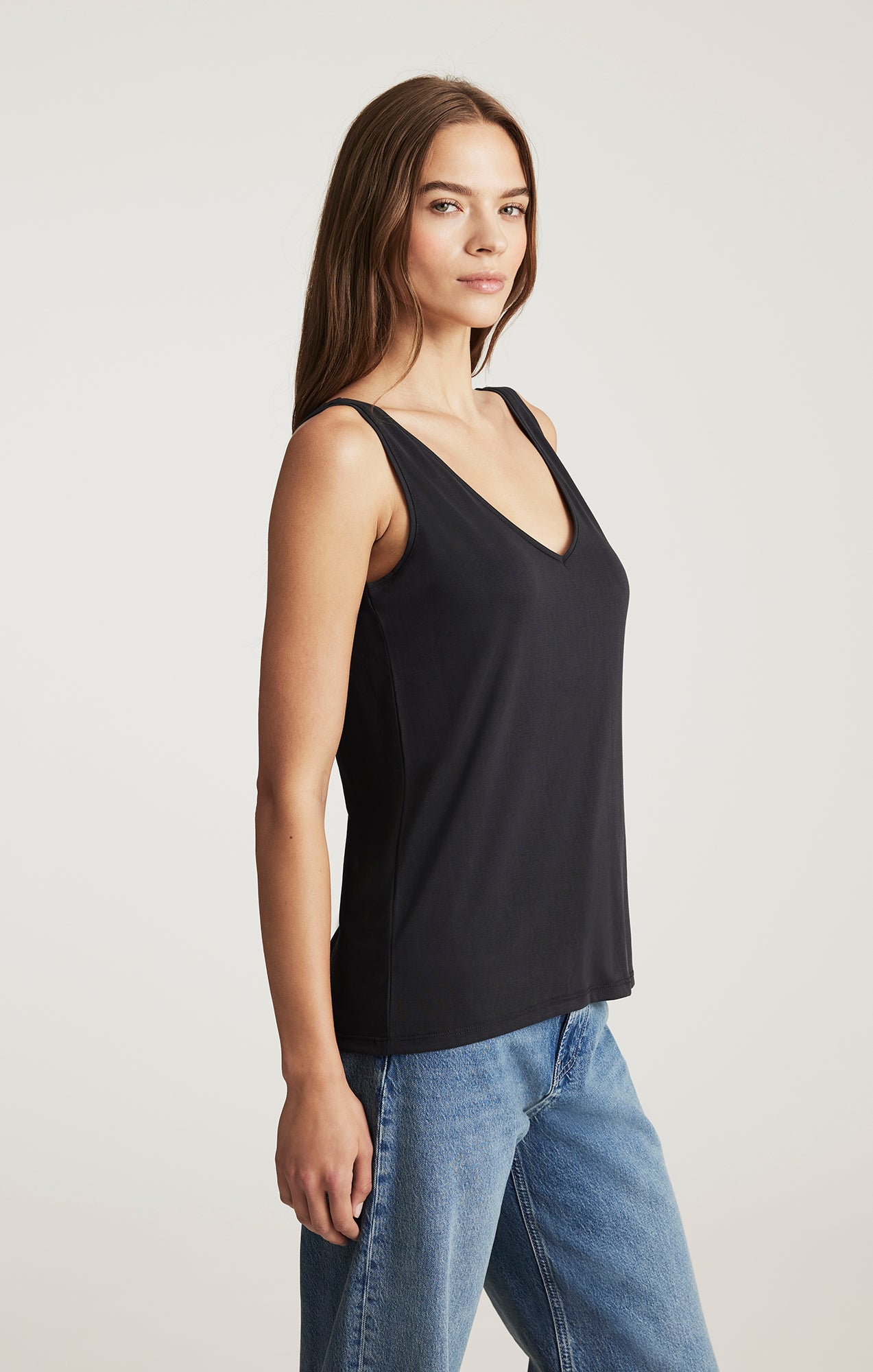 LUXE TOUCH TENCEL™ LACE TANK TOP IN BLACK