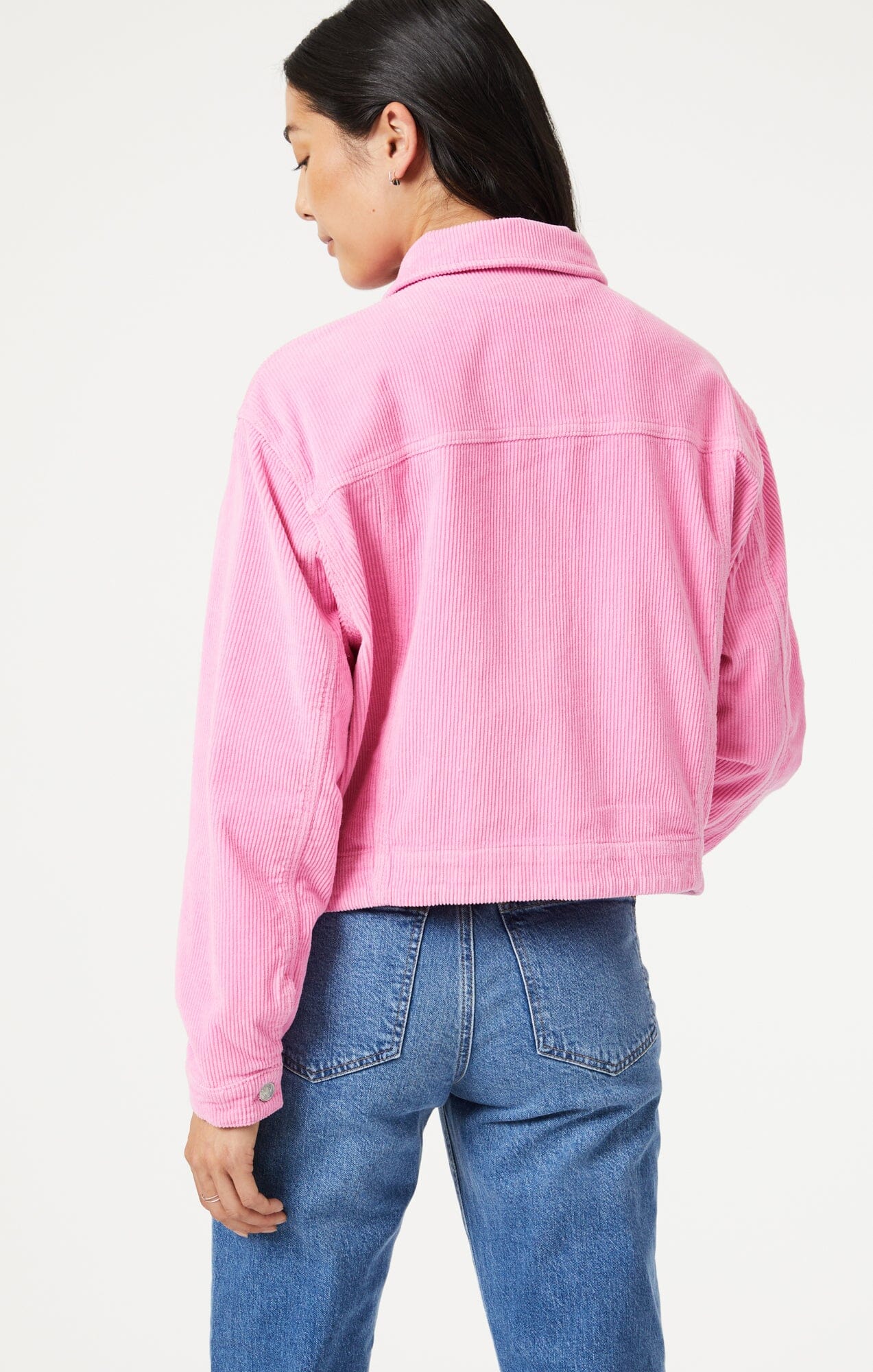 MAREN CROP JACKET IN PINK CORD - Mavi Jeans