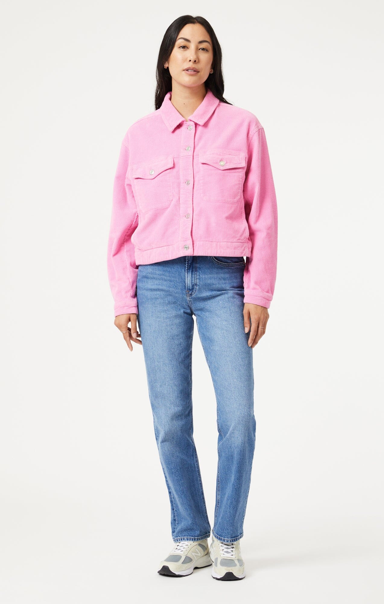 MAREN CROP JACKET IN PINK CORD - Mavi Jeans
