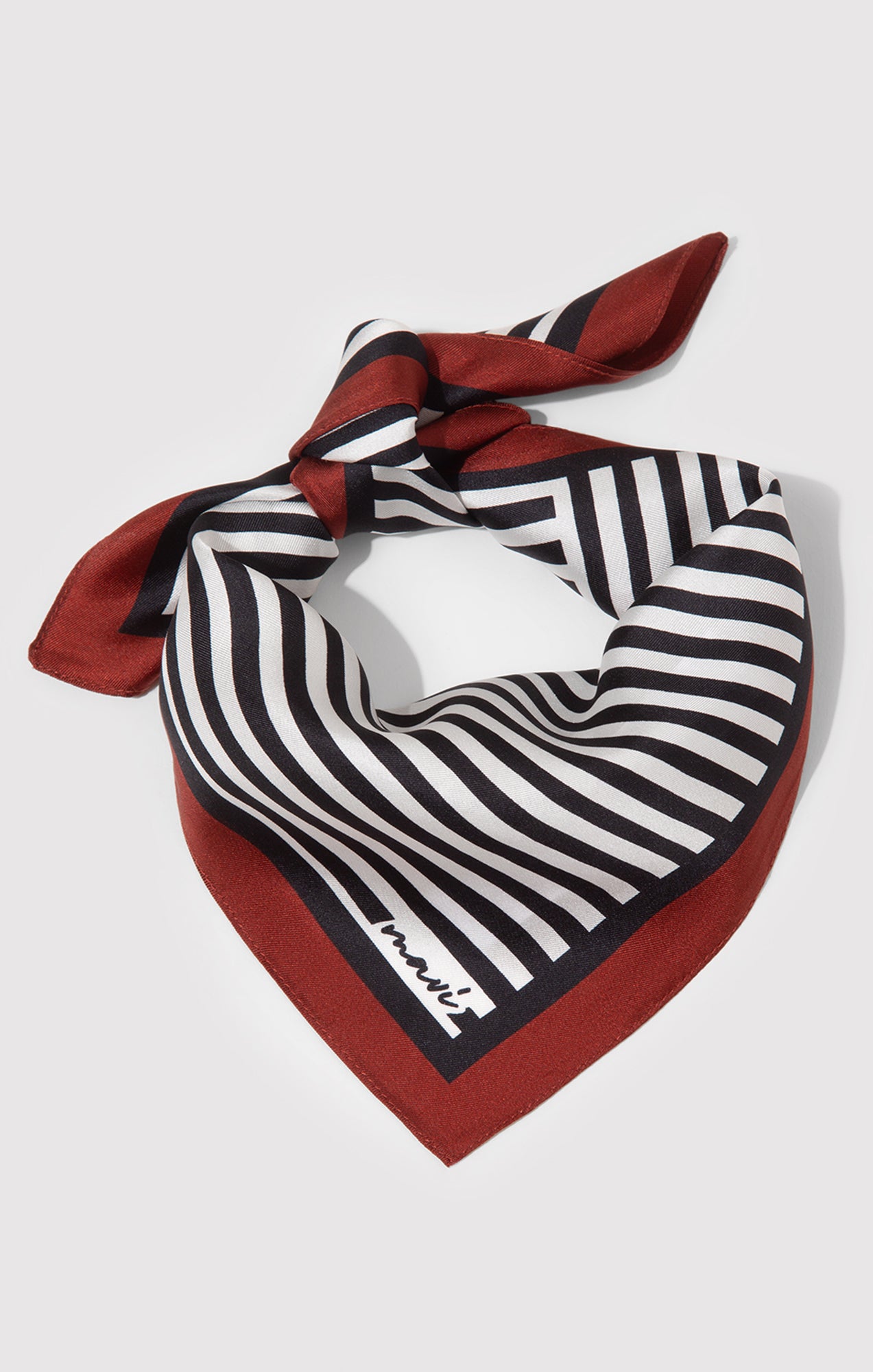 SMALL SILK STRIPED BANDANA IN NAVY STRIPE - Mavi Jeans