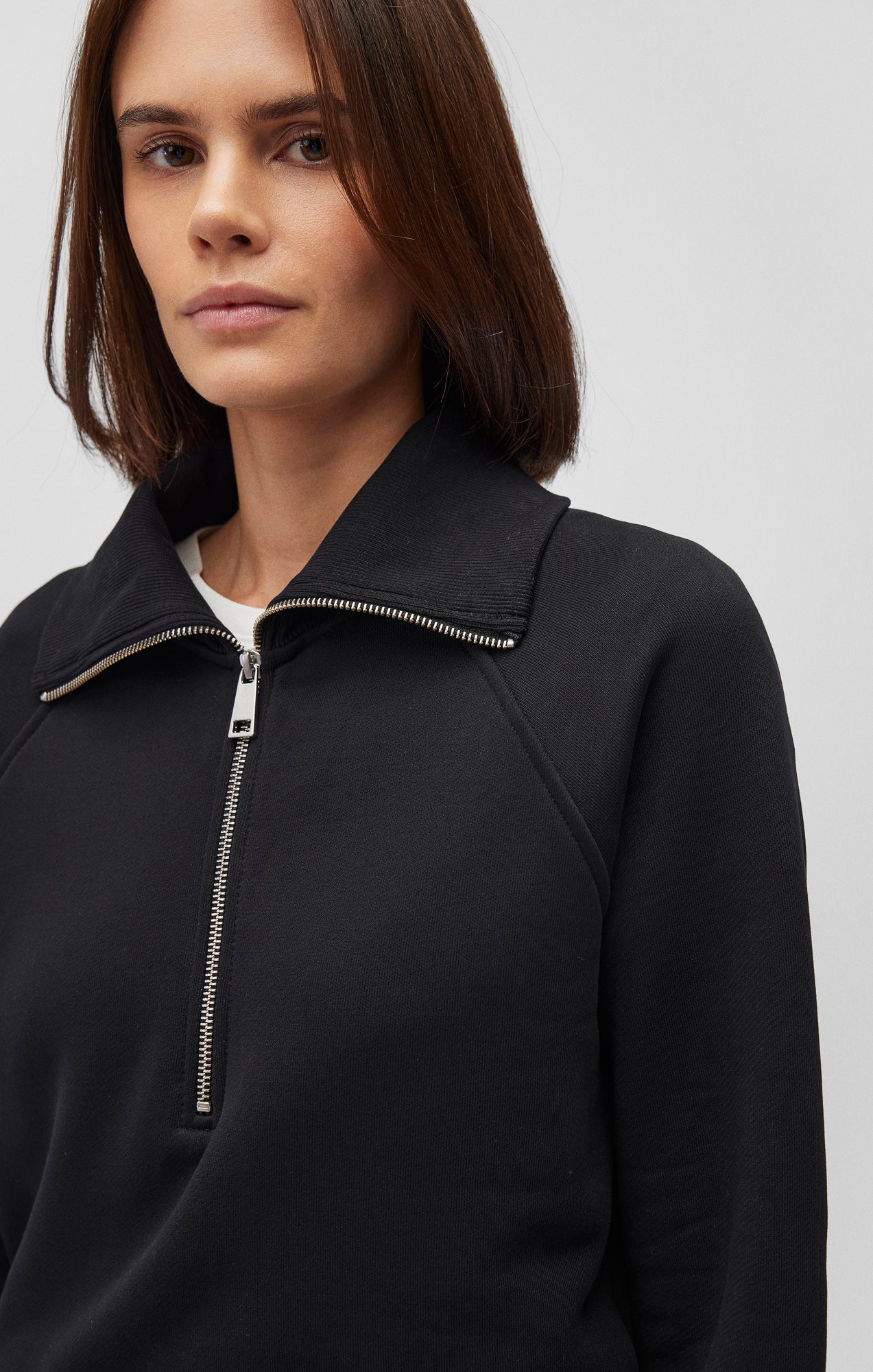 QUARTER ZIP SWEATSHIRT IN BLACK - Mavi Jeans