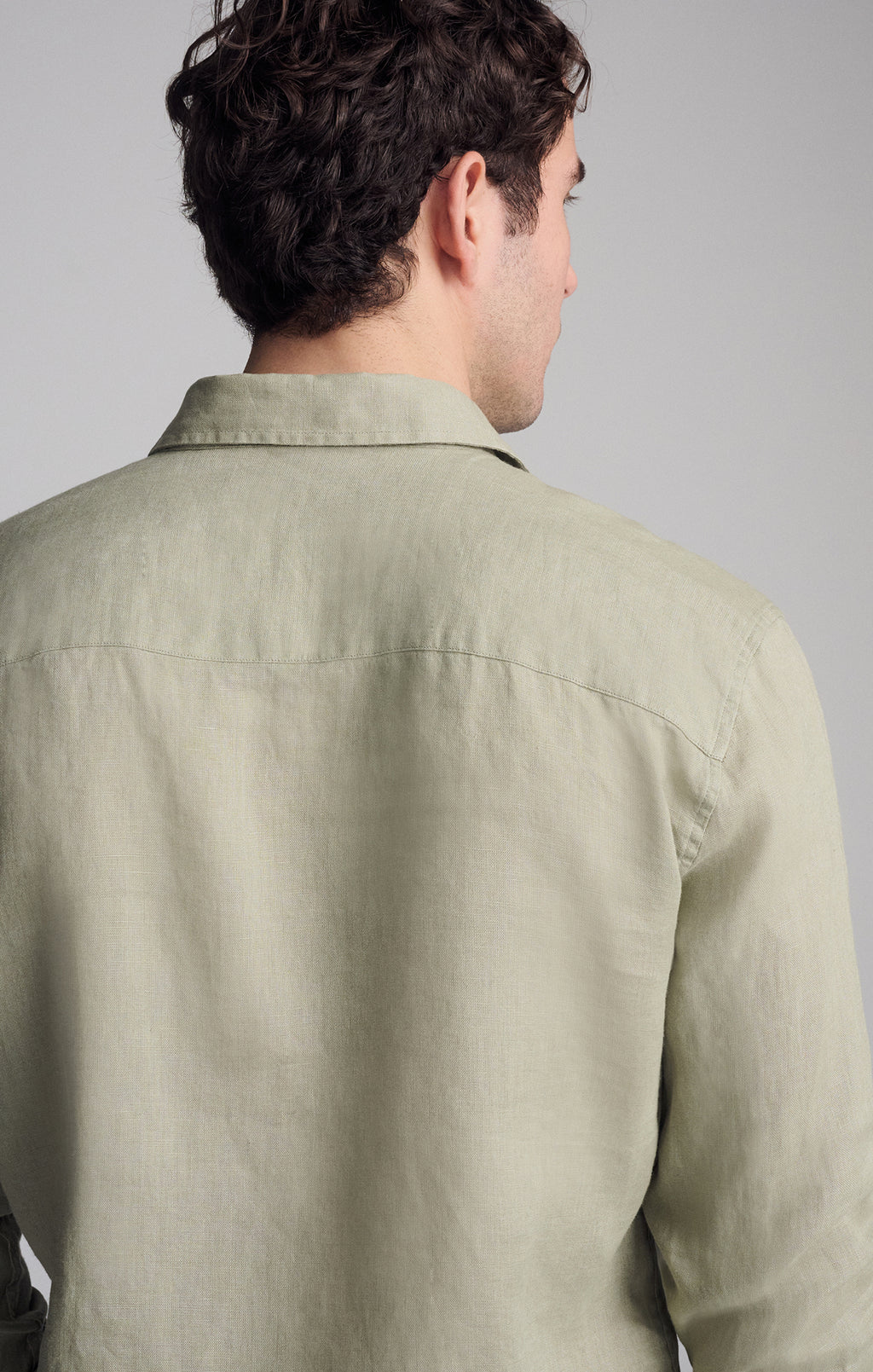 LINEN LONG SLEEVE BUTTON-UP SHIRT IN SEAGRASS - Mavi Jeans