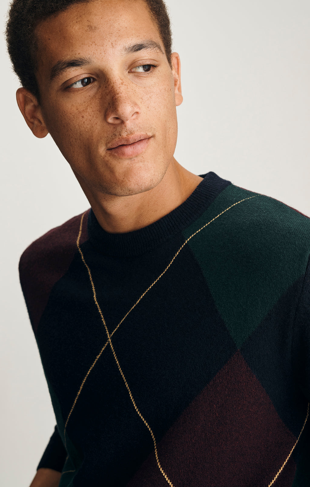 JACQUARD SWEATER IN BLACK IRIS