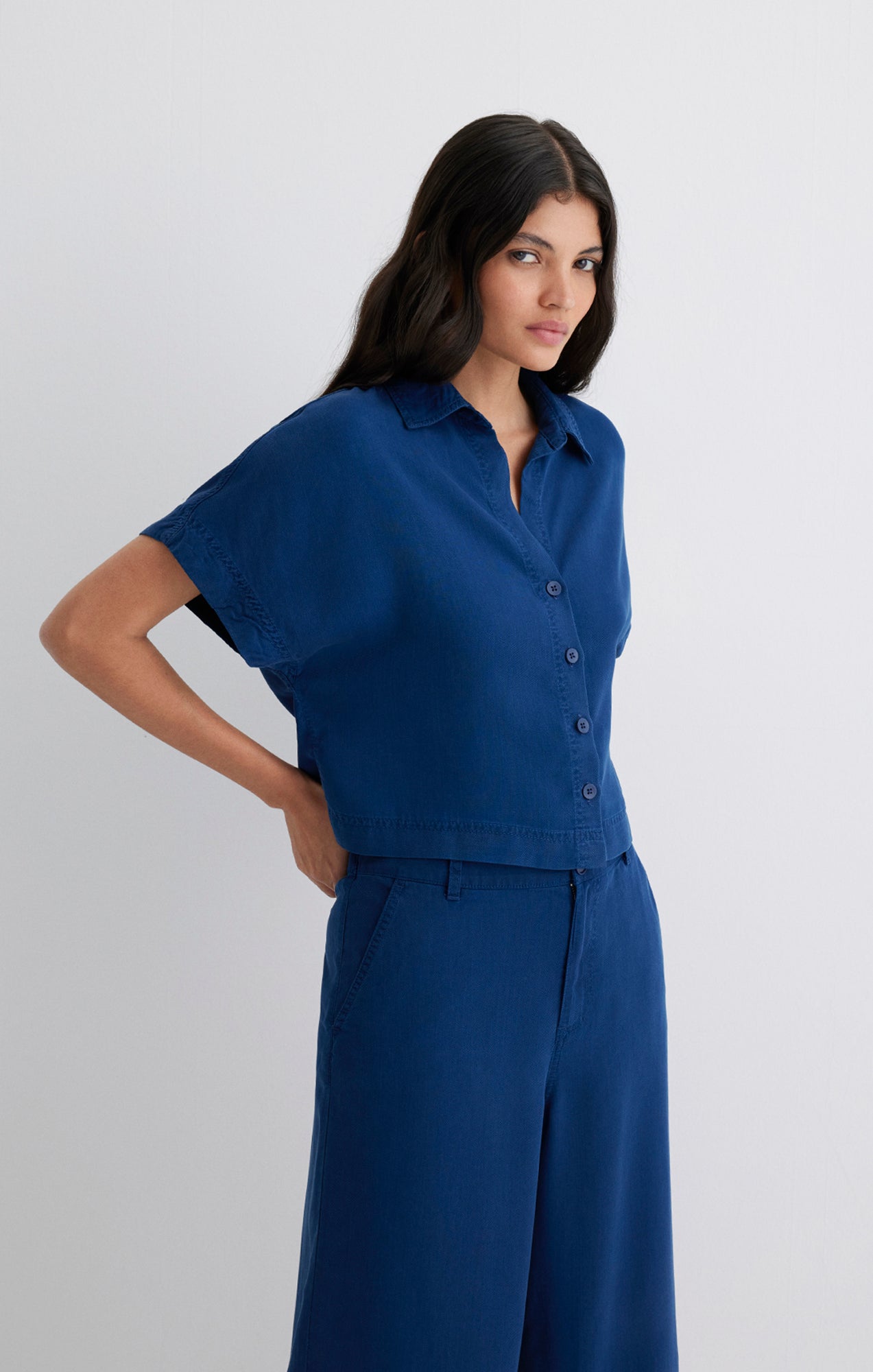 DENIM SHORT SLEEVE BUTTON-UP SHIRT IN LIGHT INDIGO - Mavi Jeans