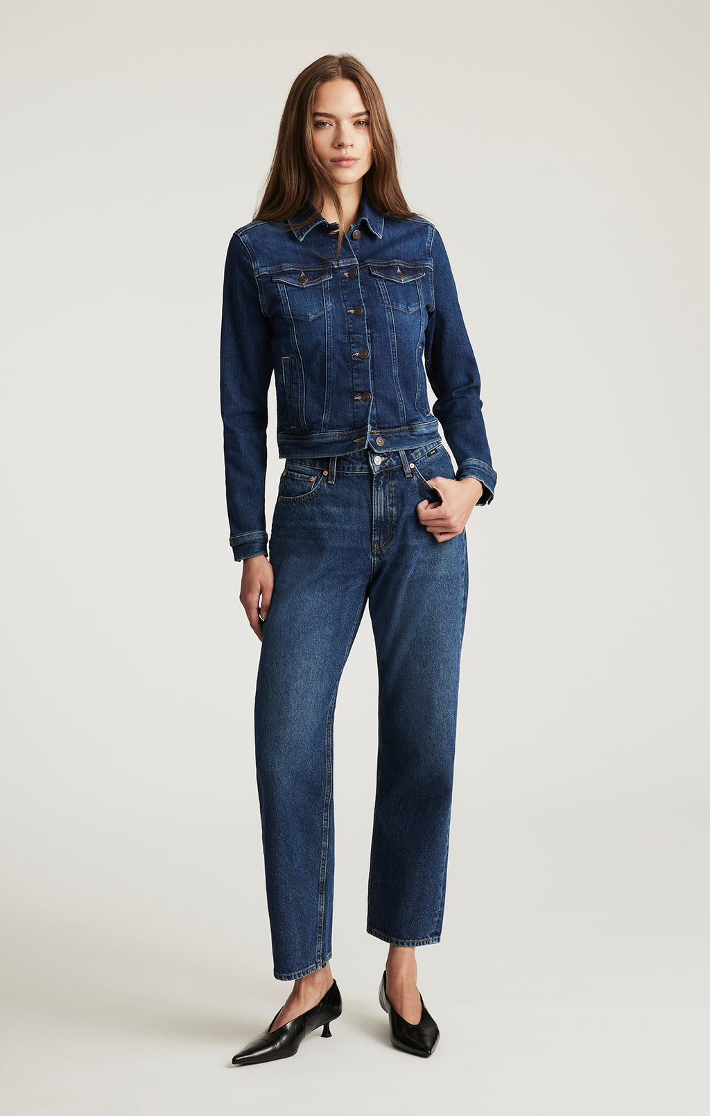 CECILIA DENIM JACKET IN DARK BRUSHED FLEX BLUE - Mavi Jeans
