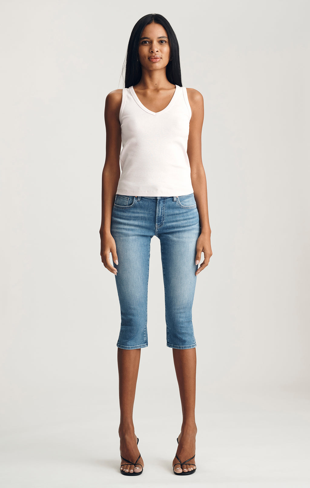 HILARY CAPRI IN BLUE BRUSHED FLEX BLUE - Mavi Jeans