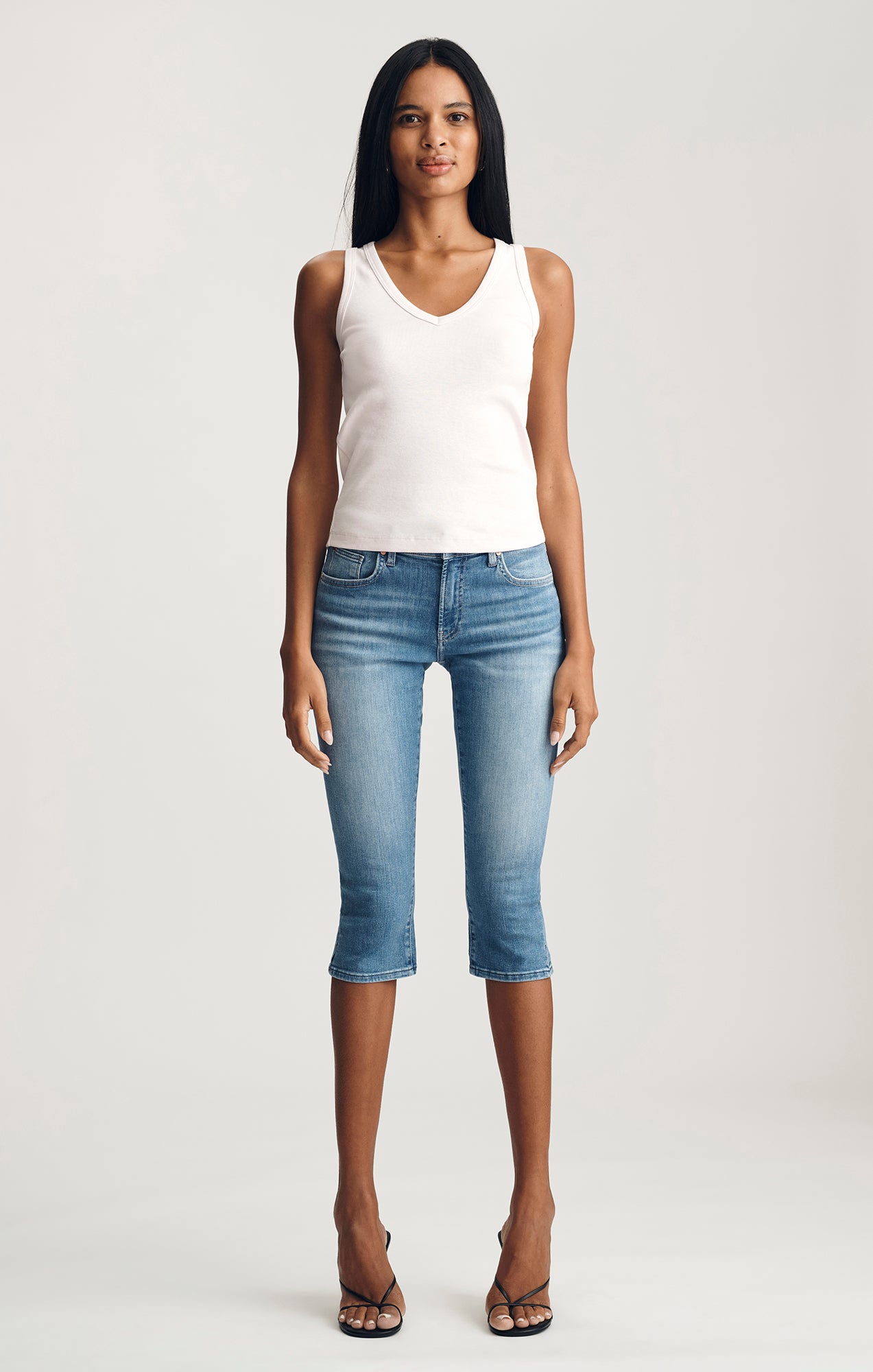 HILARY CAPRI IN BLUE BRUSHED FLEX BLUE - Mavi Jeans