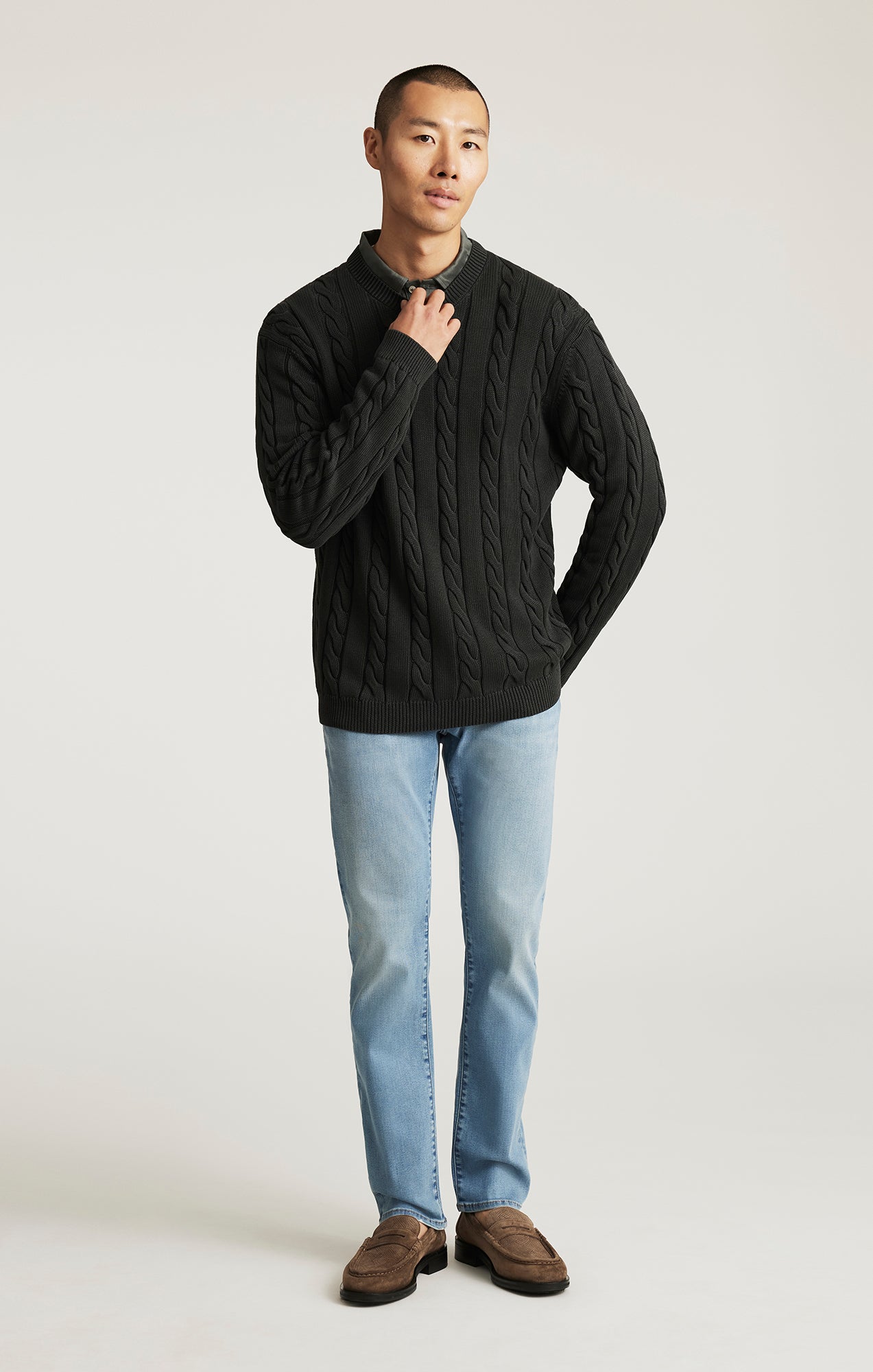 CABLE-KNIT SWEATER IN FROST GRAY - Mavi Jeans