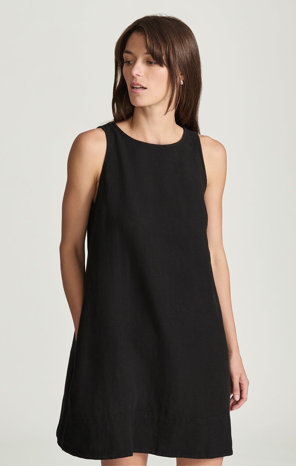 Mavi Women's Linen Mini Shift Dress In Black