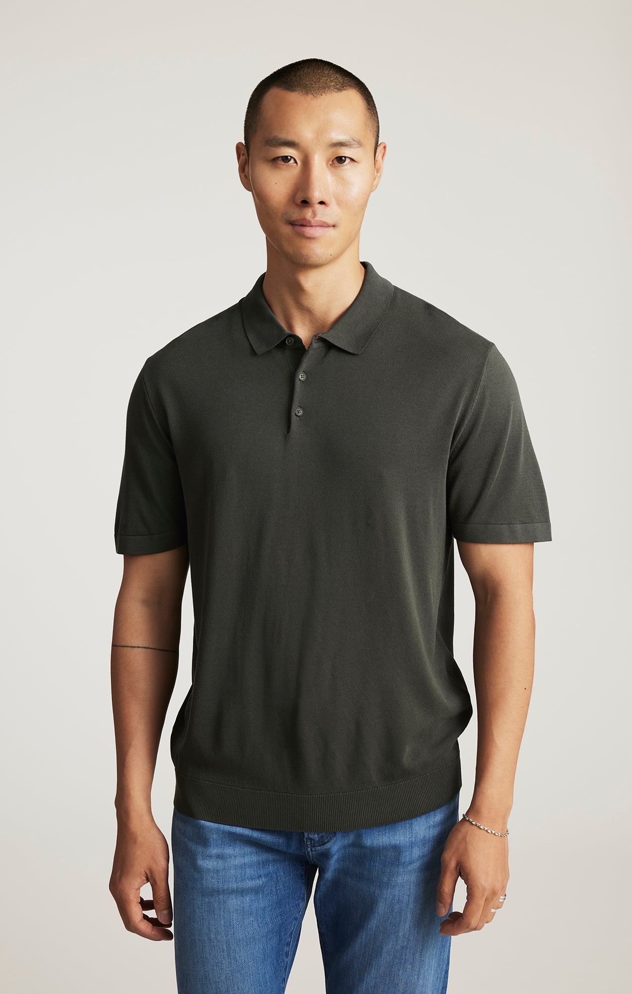 EDITION SHORT SLEEVE POLO SWEATER IN URBAN CHIC - Mavi Jeans