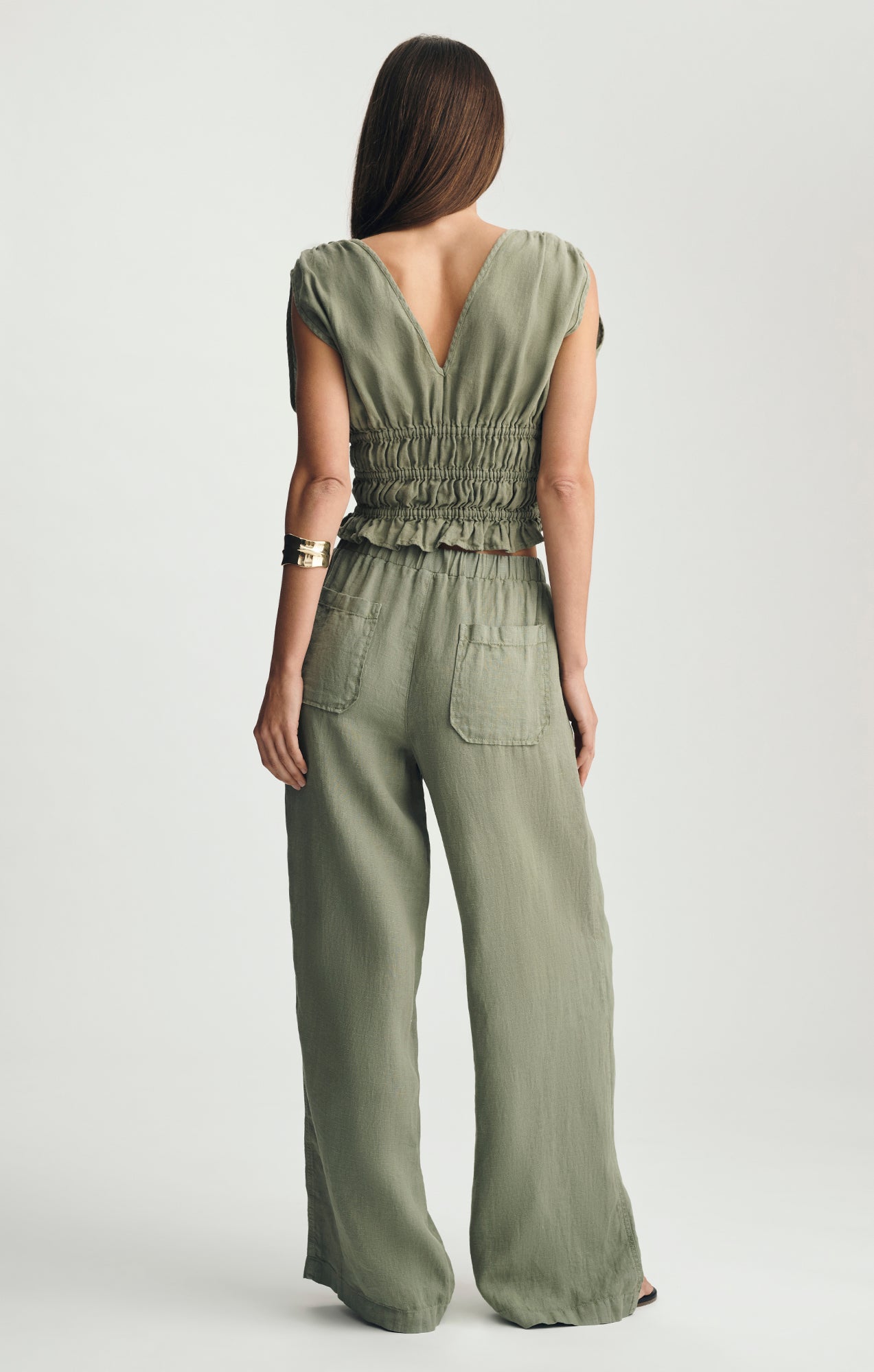 LINEN WIDE LEG PANTS IN SEA SPRAY - Mavi Jeans
