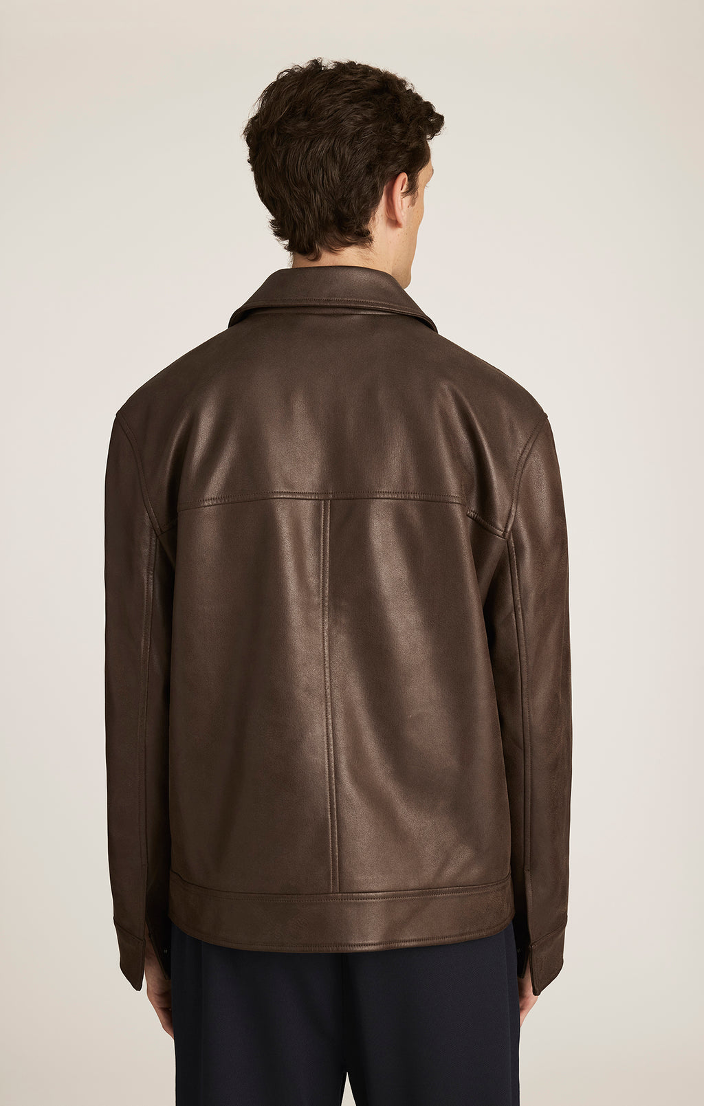 FAUX LEATHER HARRINGTON JACKET IN DEMITASSE - Mavi Jeans