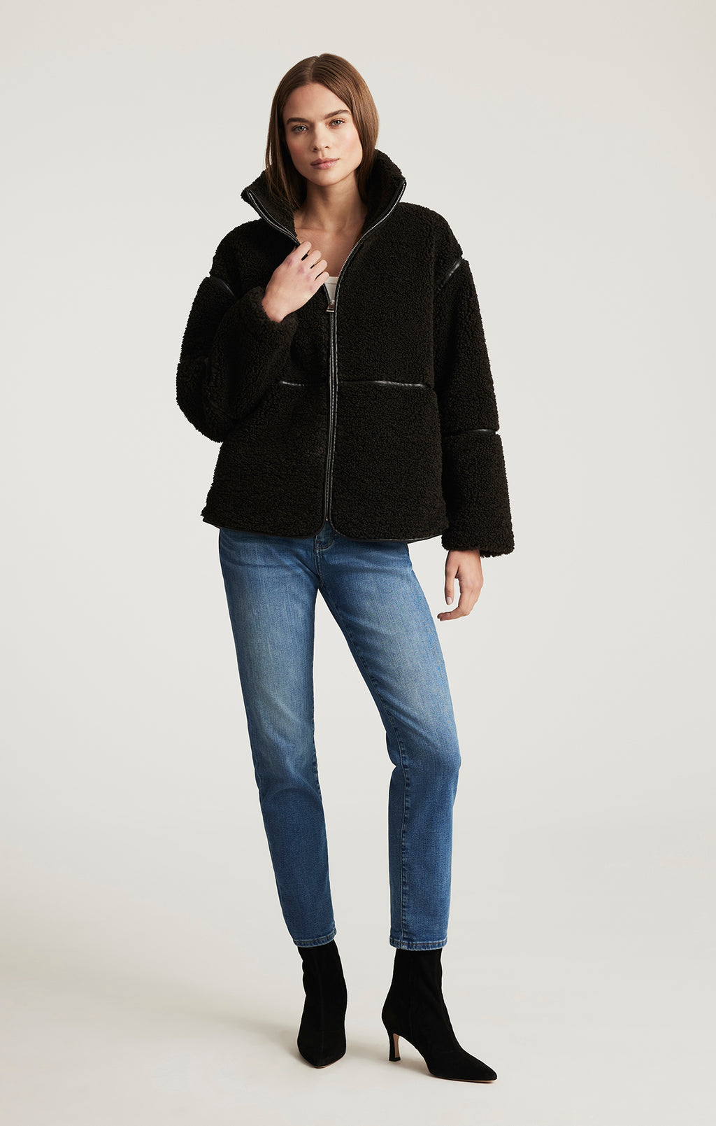 SHERPA PANEL ZIP JACKET IN AFTER DARK - Mavi Jeans