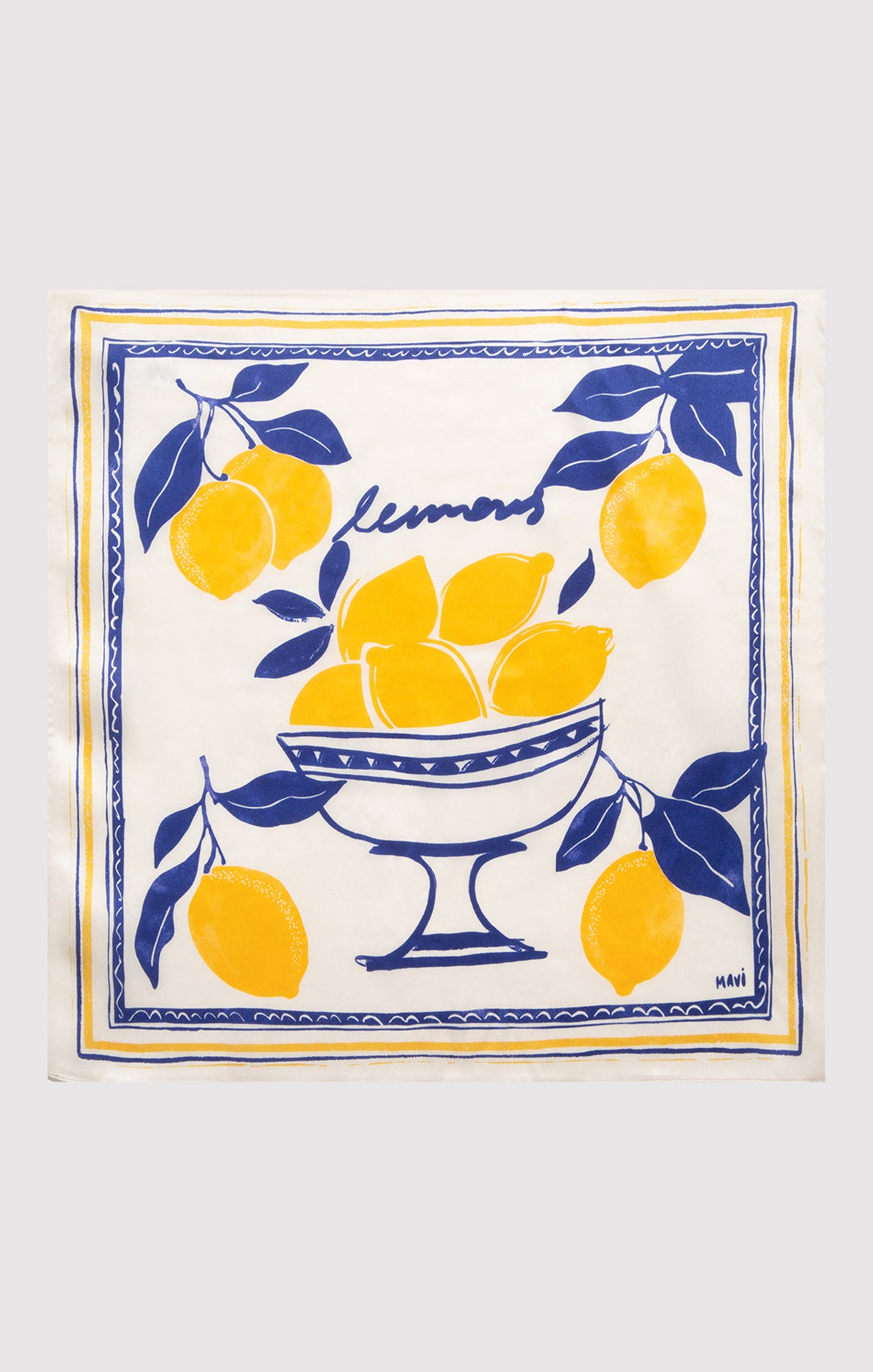 SMALL SILK LEMONS BANDANA IN ANTIQUE WHITE - Mavi Jeans