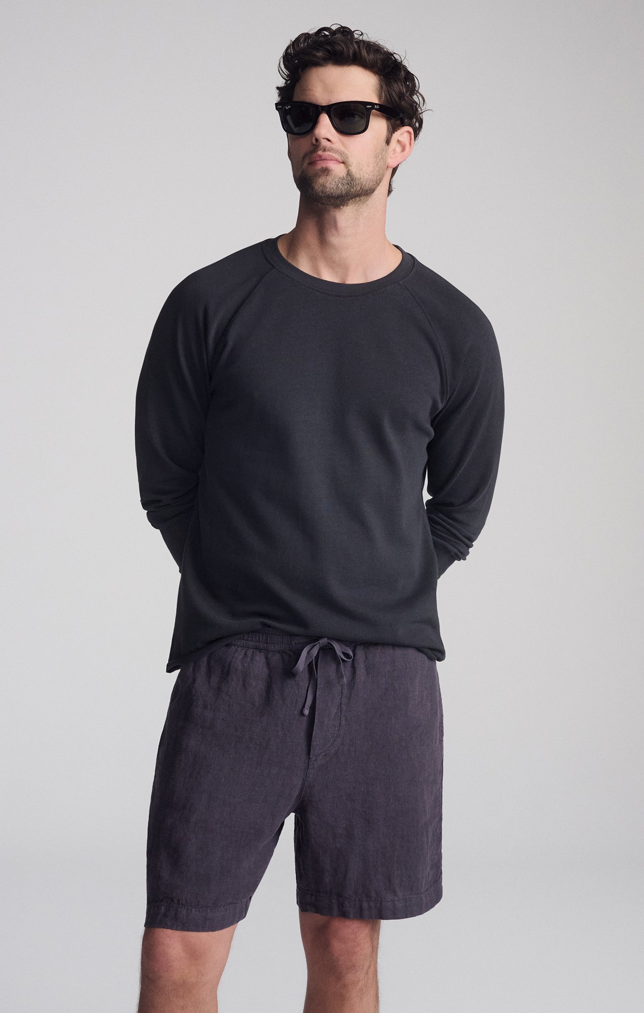 JERSEY LONG SLEEVE T-SHIRT IN PIRATE BLACK - Mavi Jeans