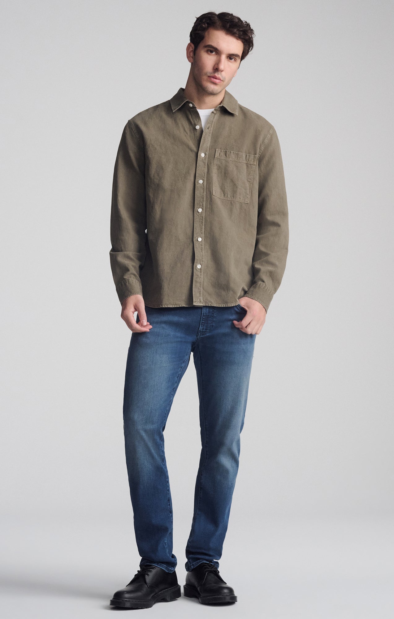 ONE POCKET LONG SLEEVE BUTTON-UP SHIRT IN BUNGEE CORD - Mavi Jeans
