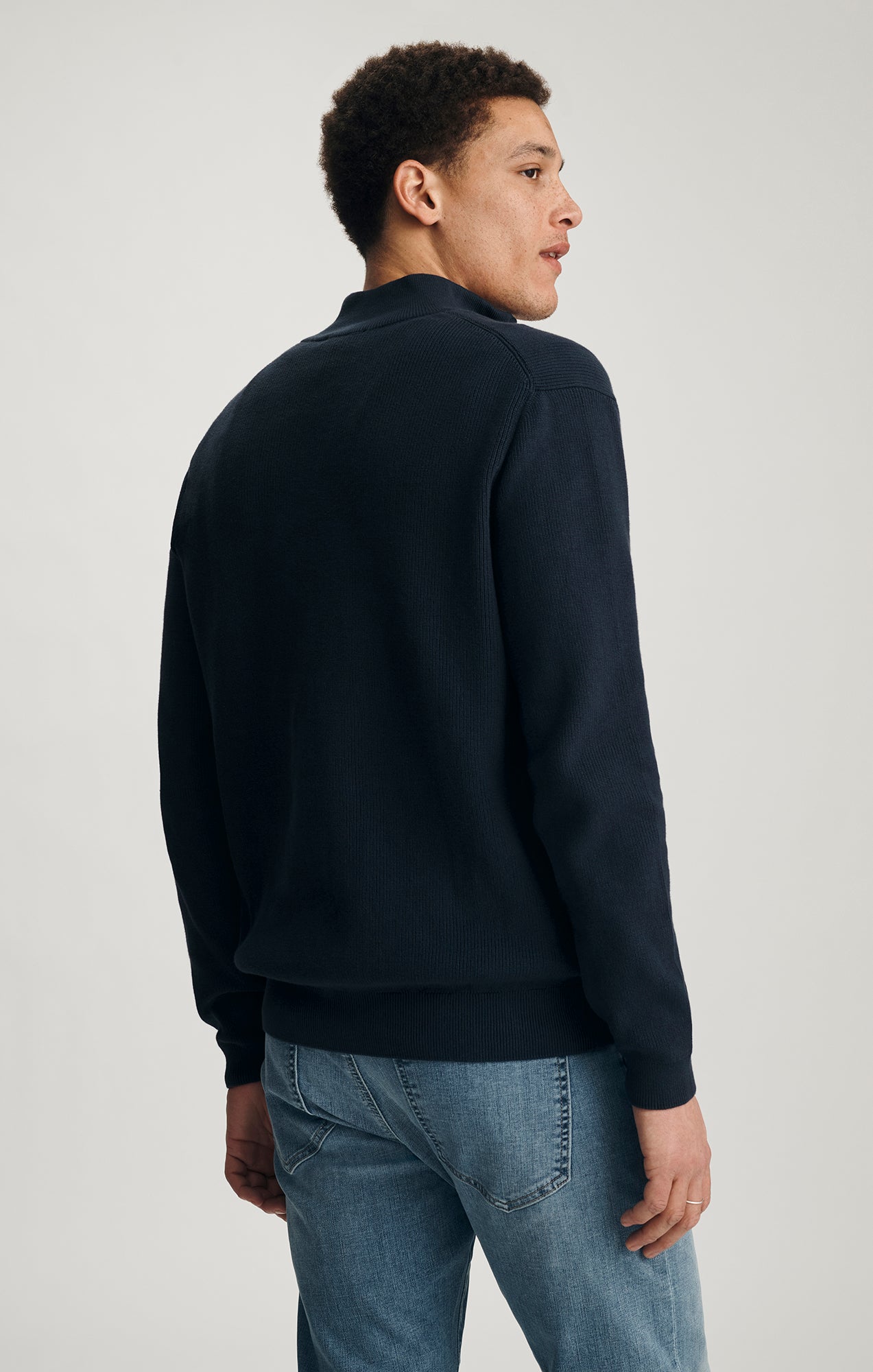 トップス LE CIEL BLEU Half Sleeve High Gauge Knit Mavi Men's Half Zip Sweater In Total Eclipse – Mavi Jeans