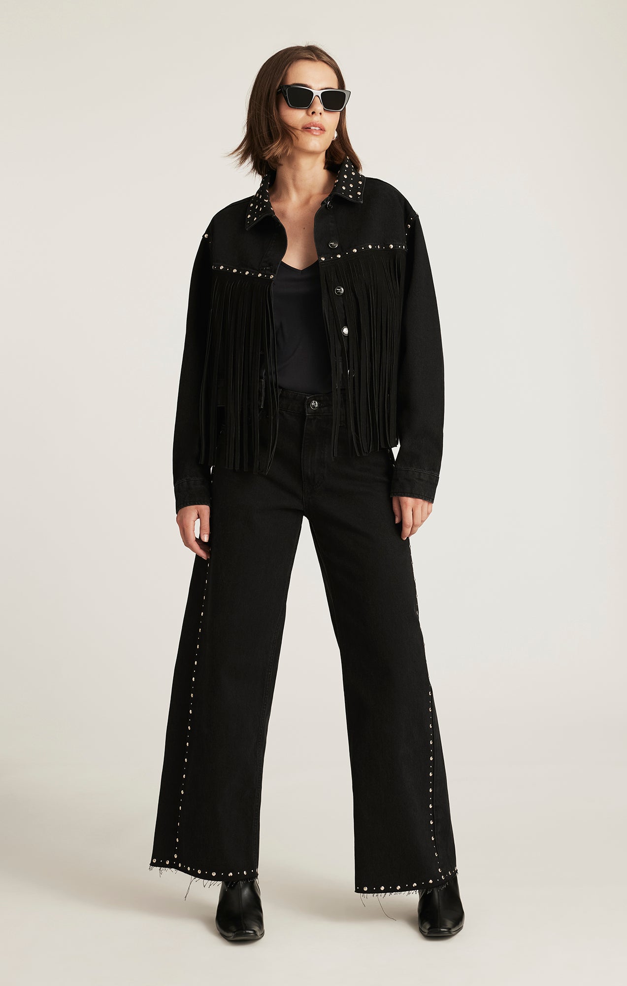 Mavi Women's Jenna Fringe Denim Jacket In Smoke Fringe Denim