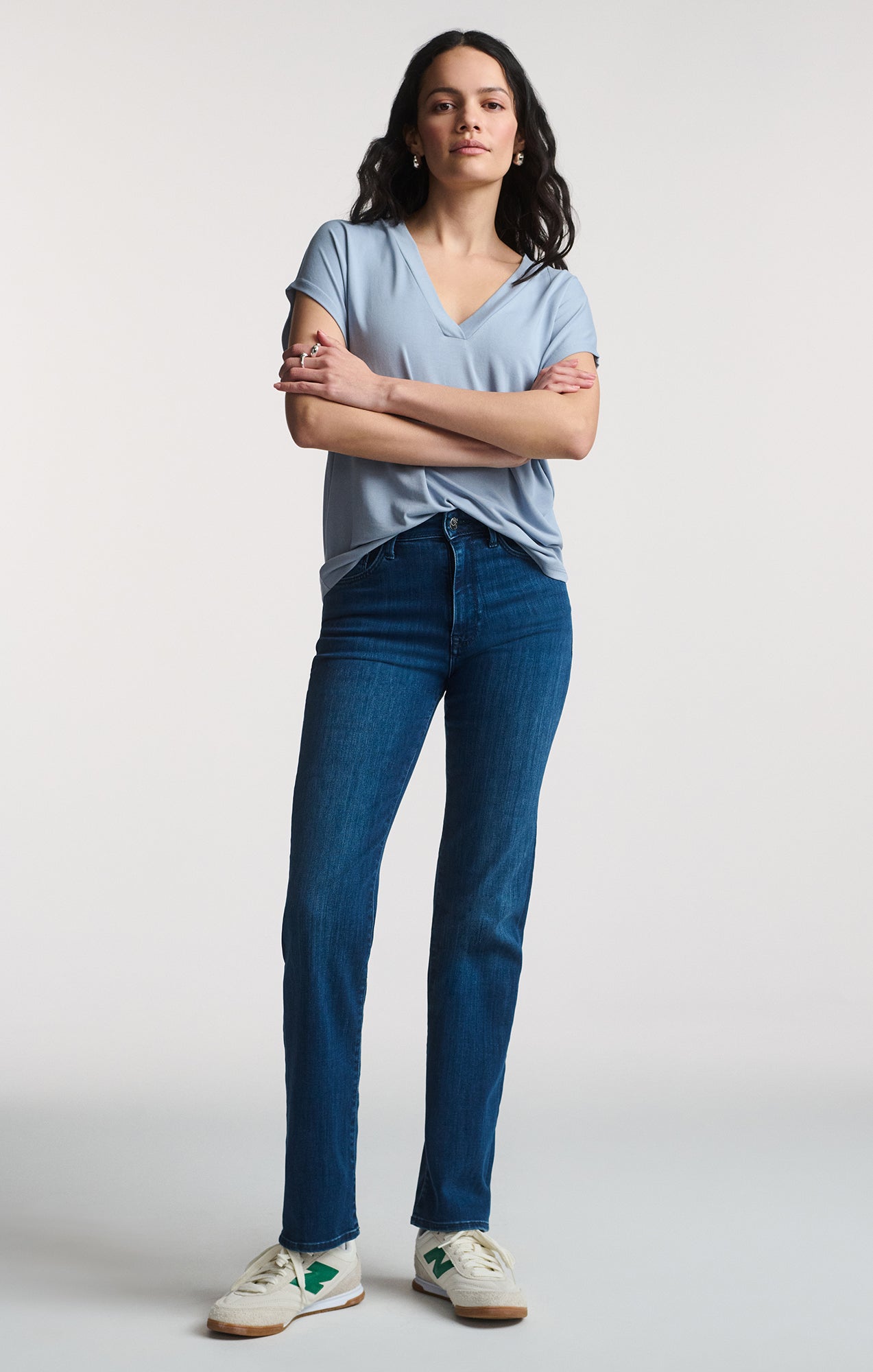 LUXE TOUCH TENCEL™ V-NECK SHIRT IN ZEN BLUE - Mavi Jeans
